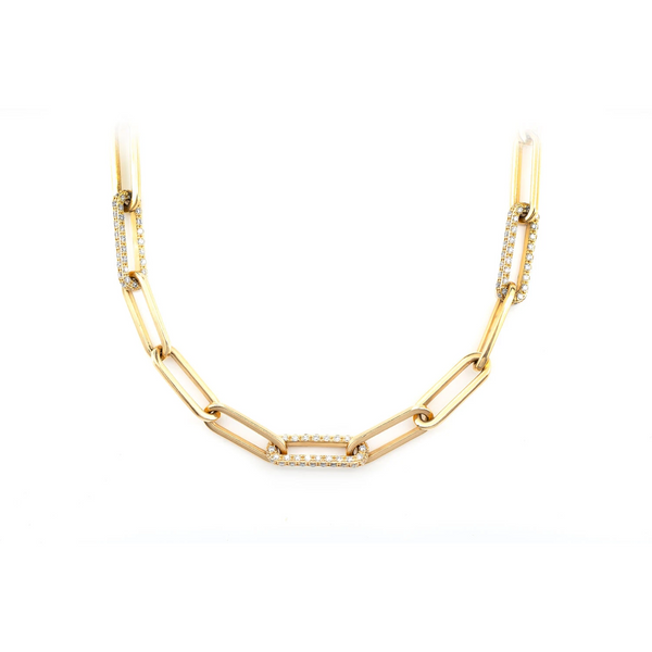 Alternating Elongated Diamond Rolo Link 17.5in Necklace