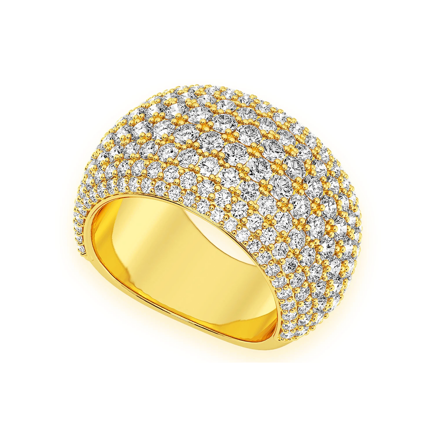 Eight Row Wide Shape Band Ring in 14K yellow gold, detail view