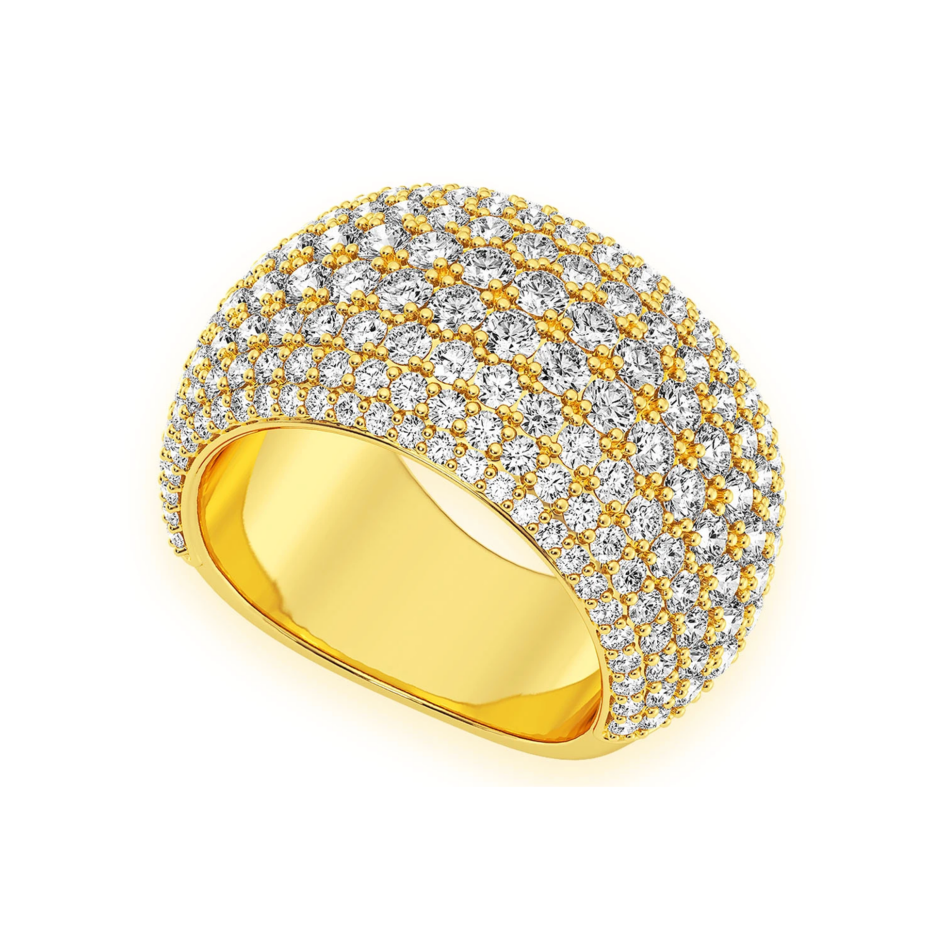 Eight Row Wide Shape Band Ring in 14K yellow gold, detail view