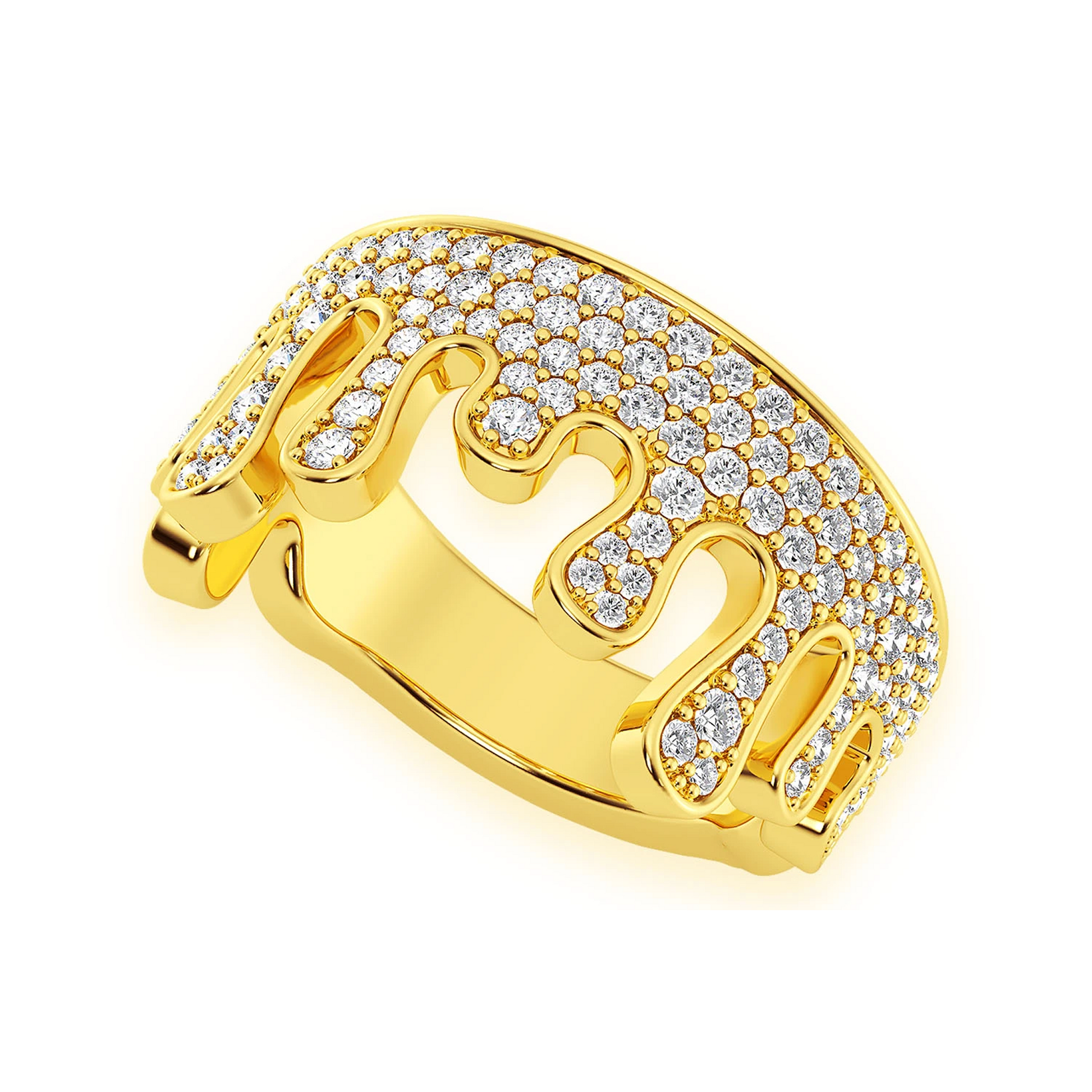 Diamond Drip Ring in 14K yellow gold, 1.40ctw, detail view