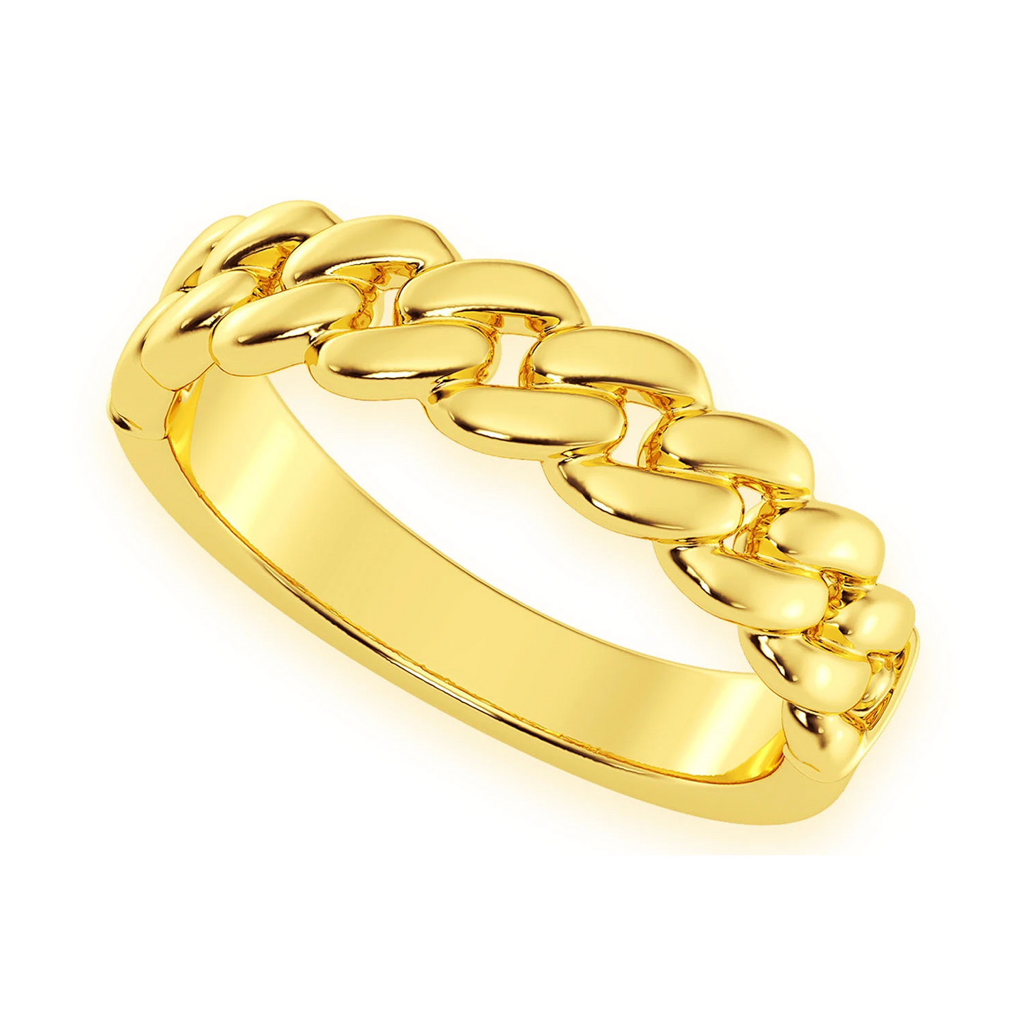 Solid Gold Cuban Ring in 14K yellow gold, angled view 2