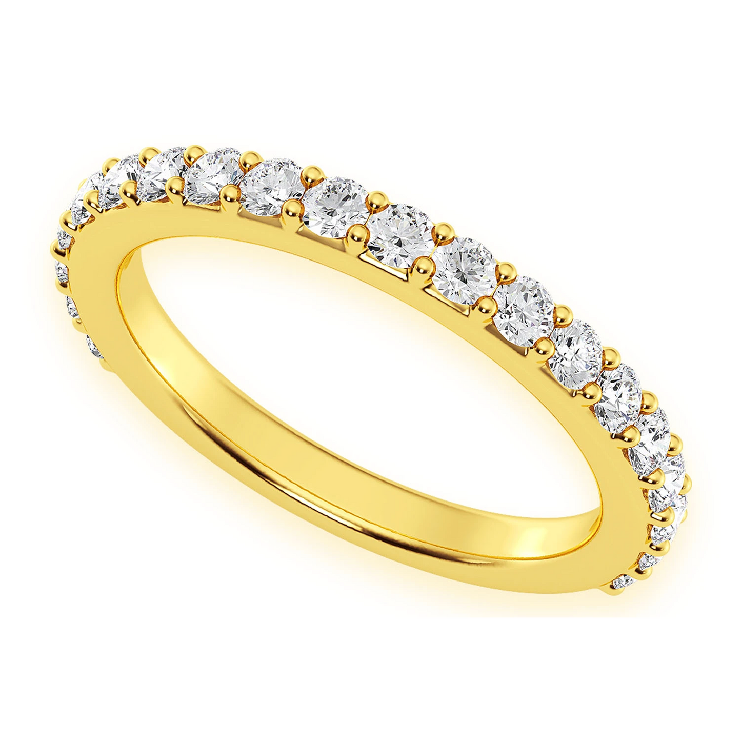 Single Row Band Ring in 14K yellow gold, angled view