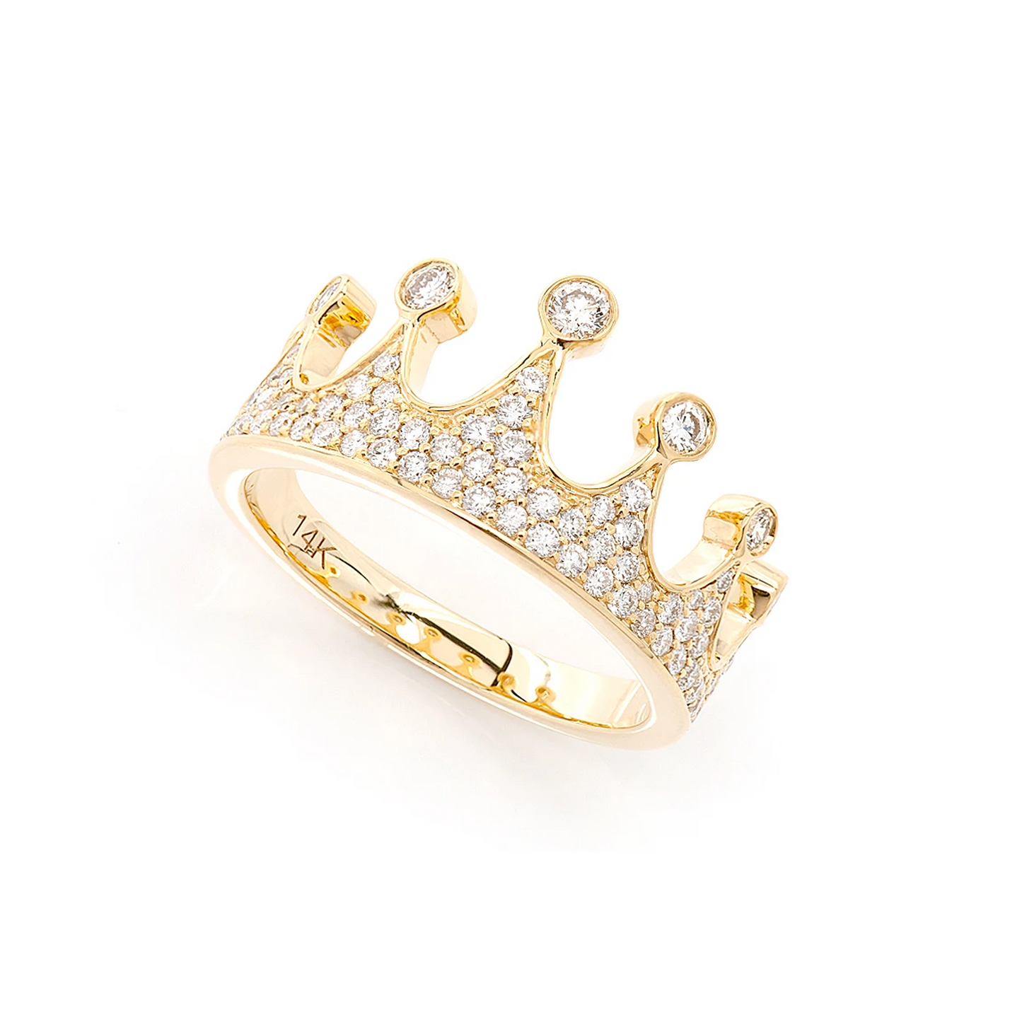 Crown Diamond Ring in 14K yellow gold, detail view
