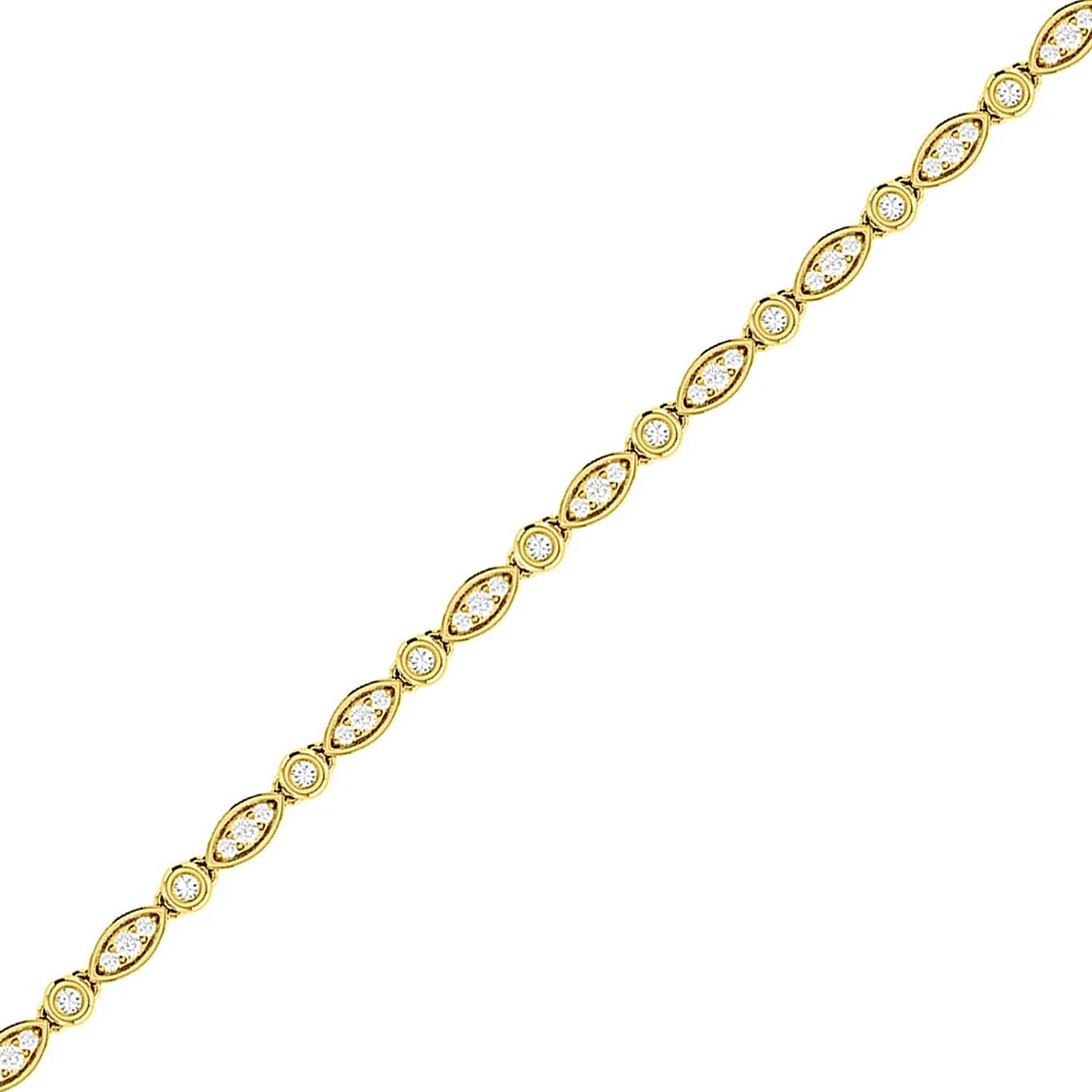Geometric Bezel Diamond Bracelet in 14K yellow gold, detail view