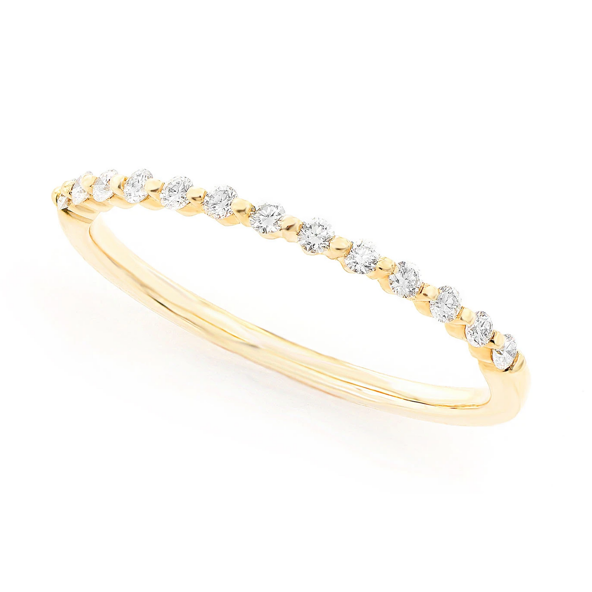 Pinched Diamond Ring in 14K yellow gold, angled view