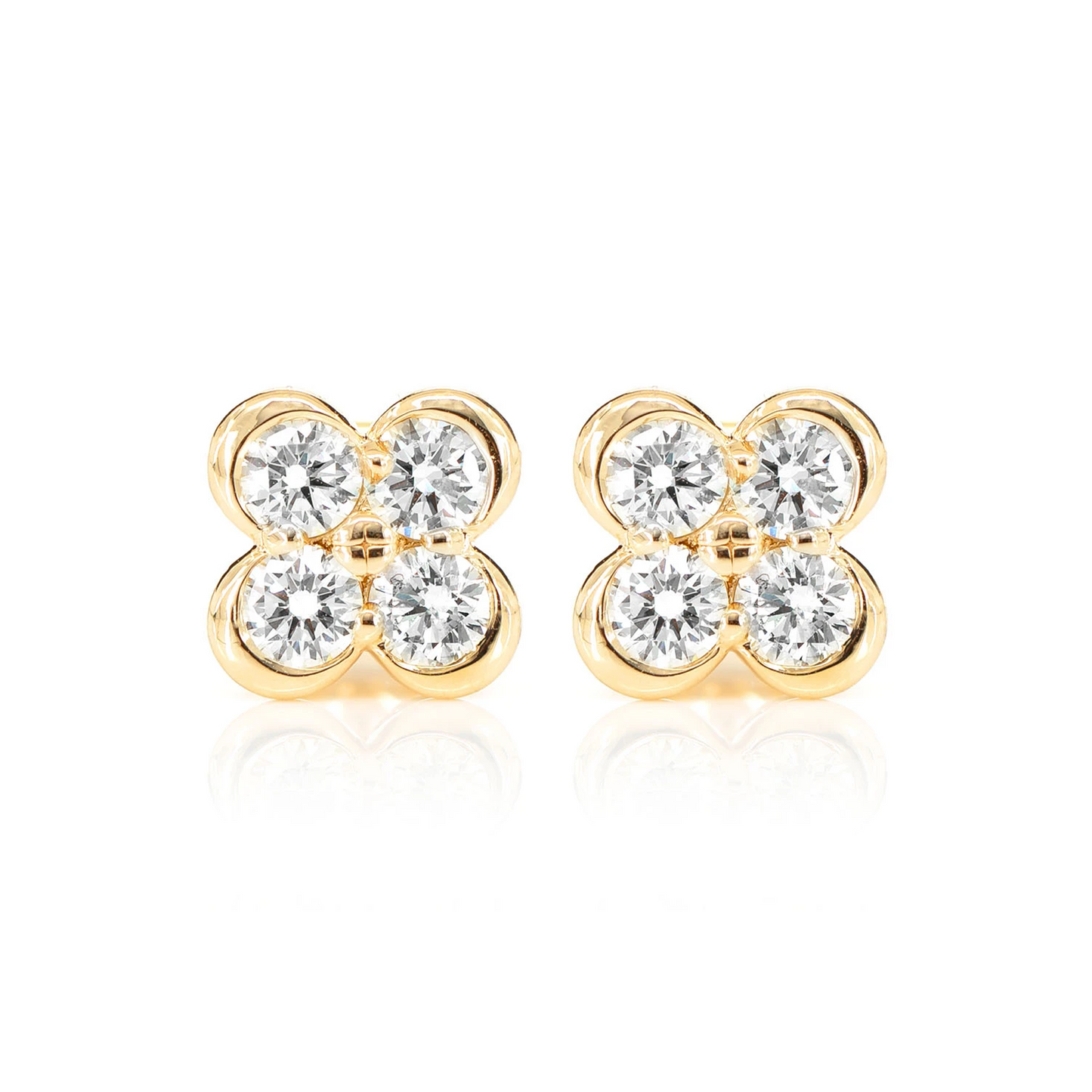 Diamond Clover Stud Earrings