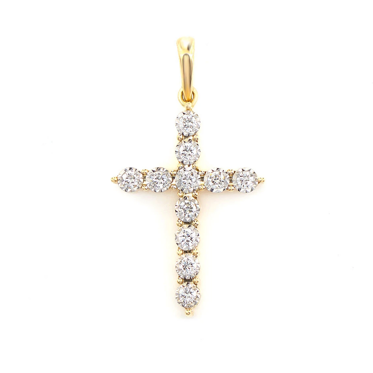 One Row Miracle Set Diamond Cross Pendant