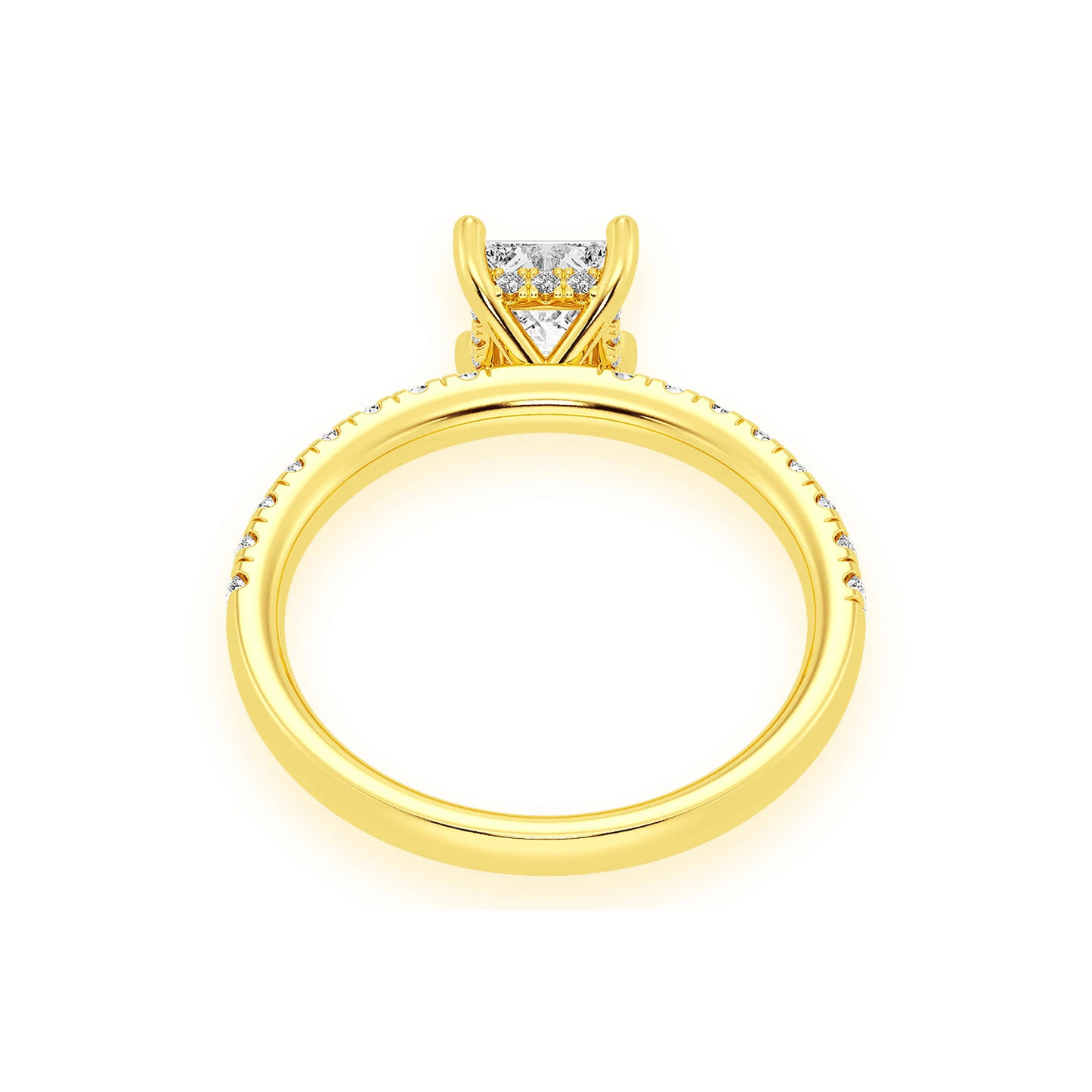 0.75ct Princess Cut Under Halo Diamond Engagement Ring in 14K rose gold, alternate view