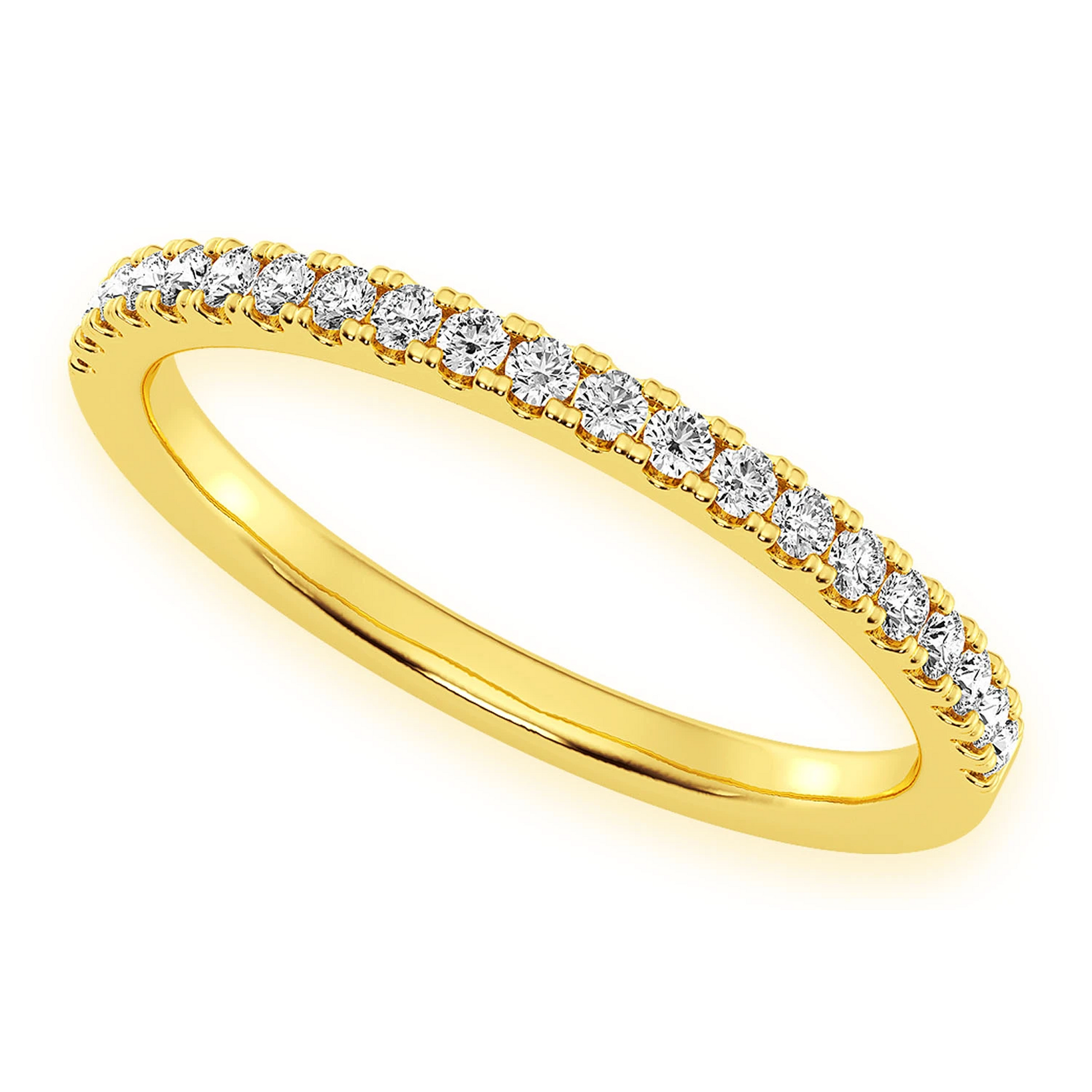 Bold Single Row Band Ring in 14K yellow gold, angled view