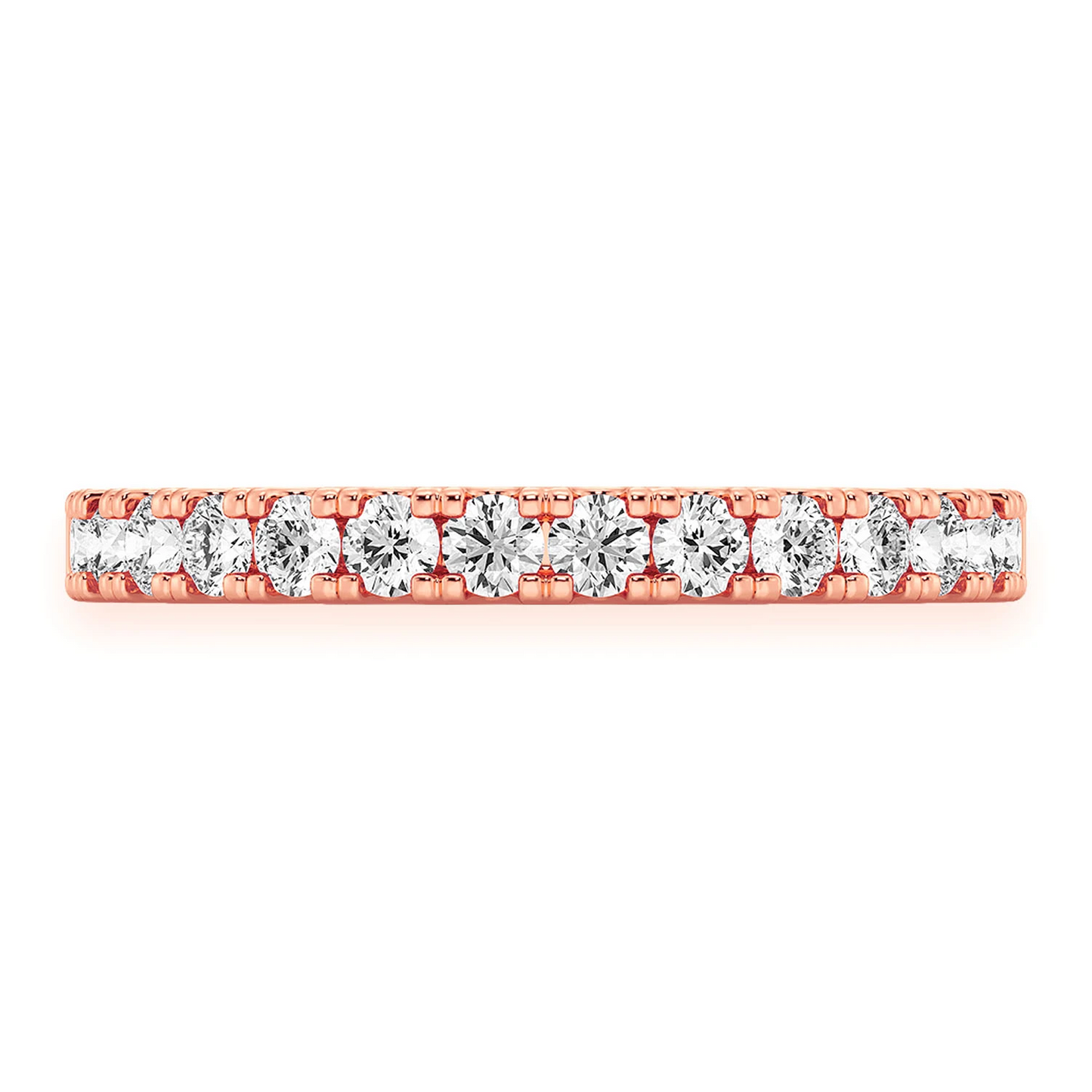 Extra Wide Single Row Band Ring in 14K rose gold, angled view
