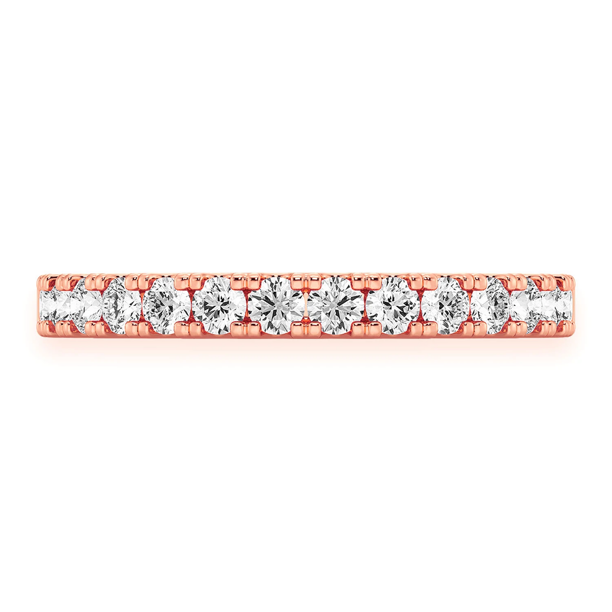 Extra Wide Single Row Band Ring in 14K rose gold, angled view