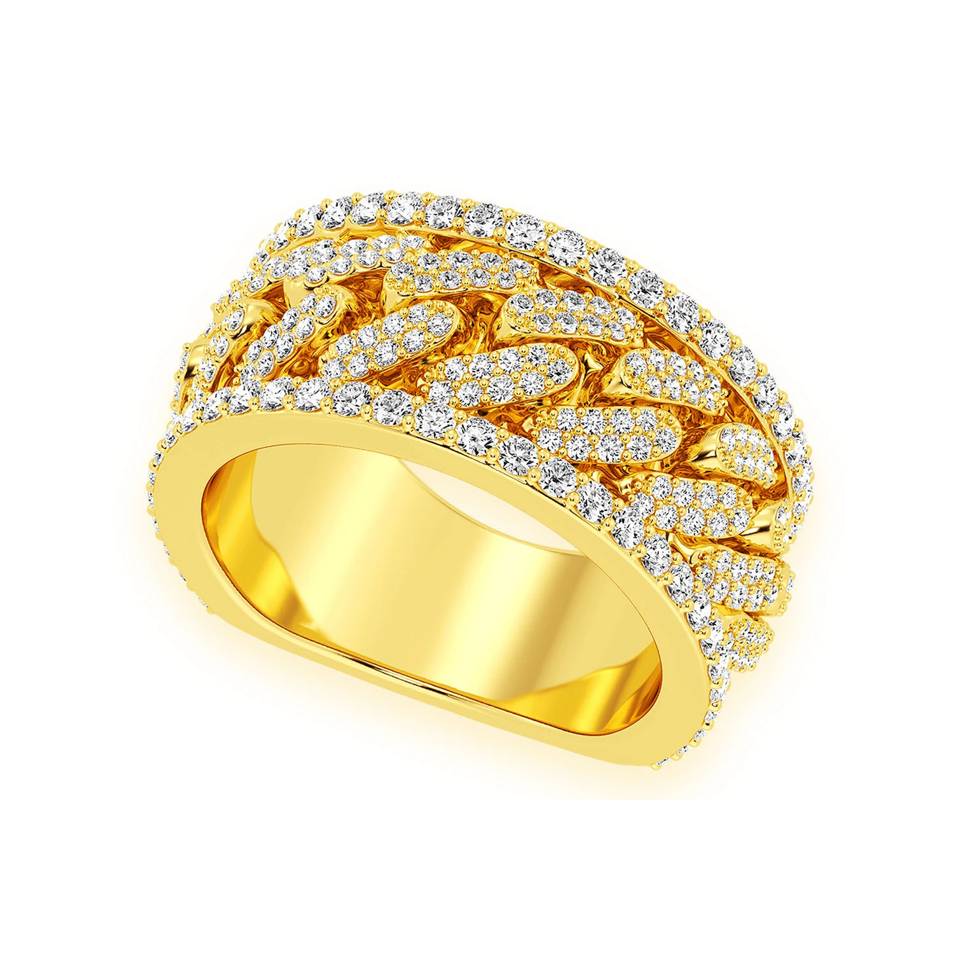 Miami Cuban Link Ring in 14K yellow gold, angled view