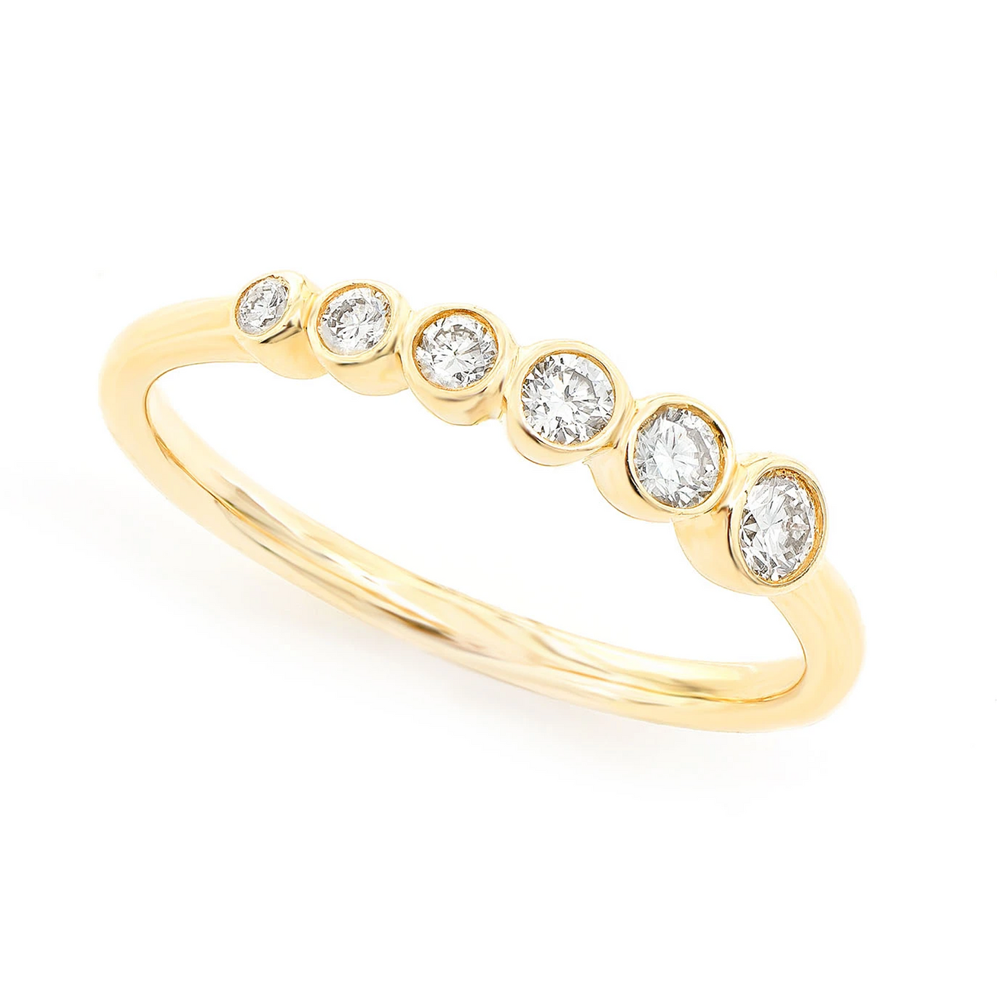 Graduated Diamond Ring in 14K yellow gold, angled view