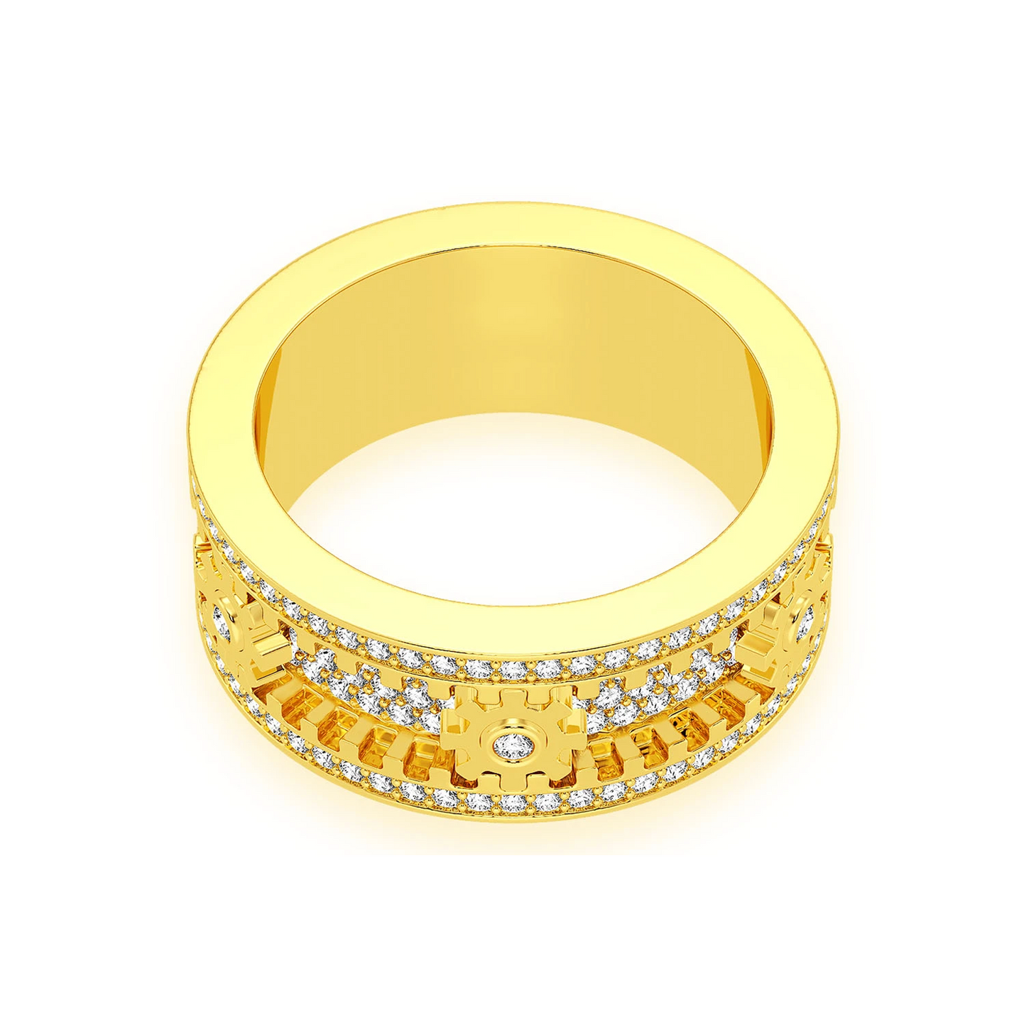 Fidget Gear Diamond Ring in 14K yellow gold, alternate view