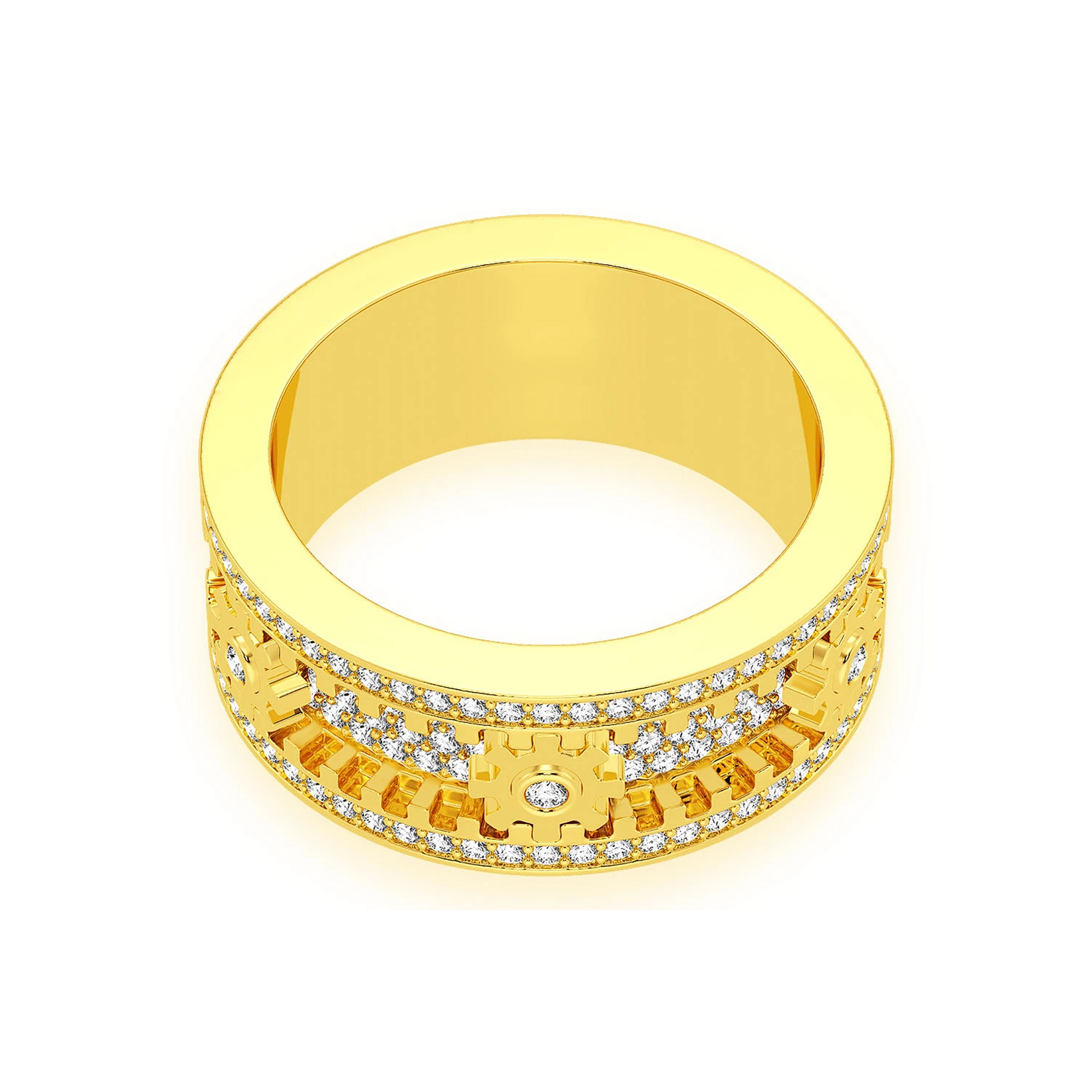 Fidget Gear Diamond Ring in 14K yellow gold, alternate view