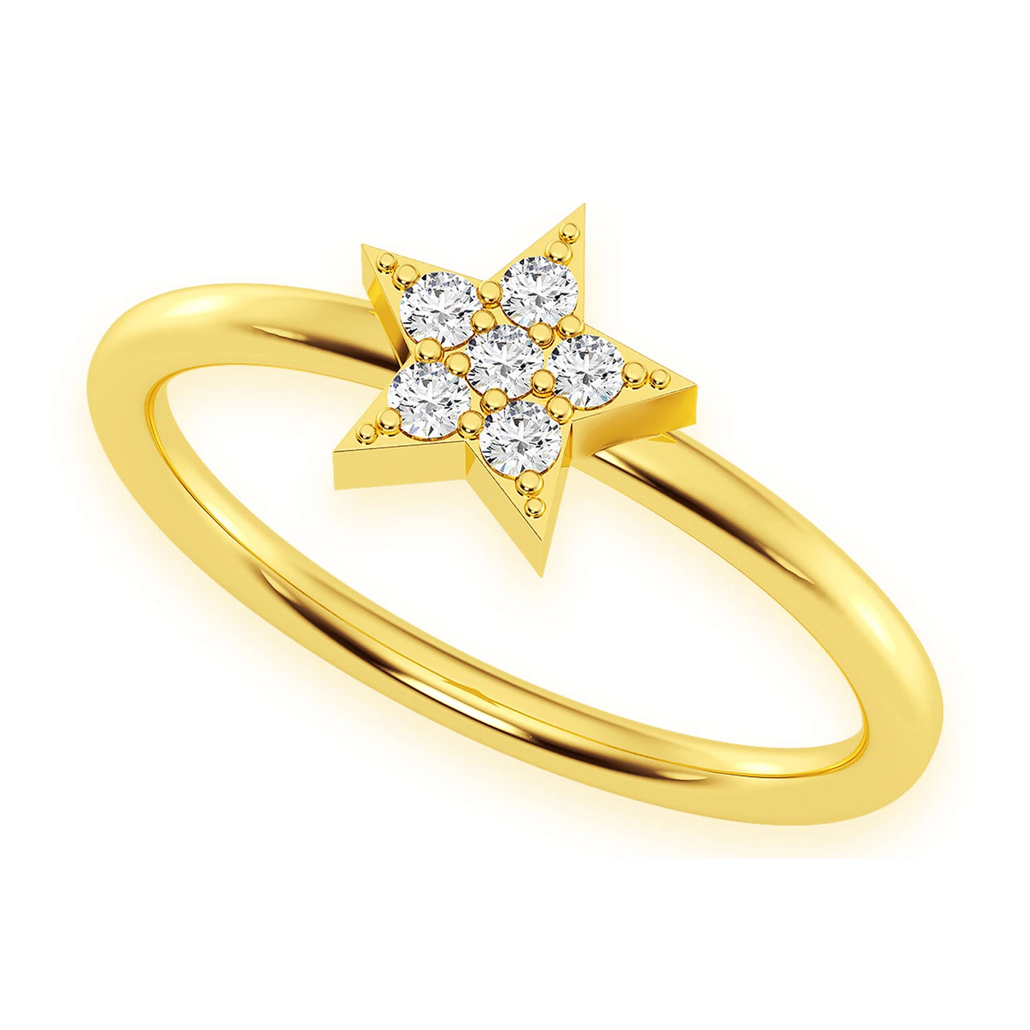 Petite Star Diamond Ring in 14K yellow gold, angled view