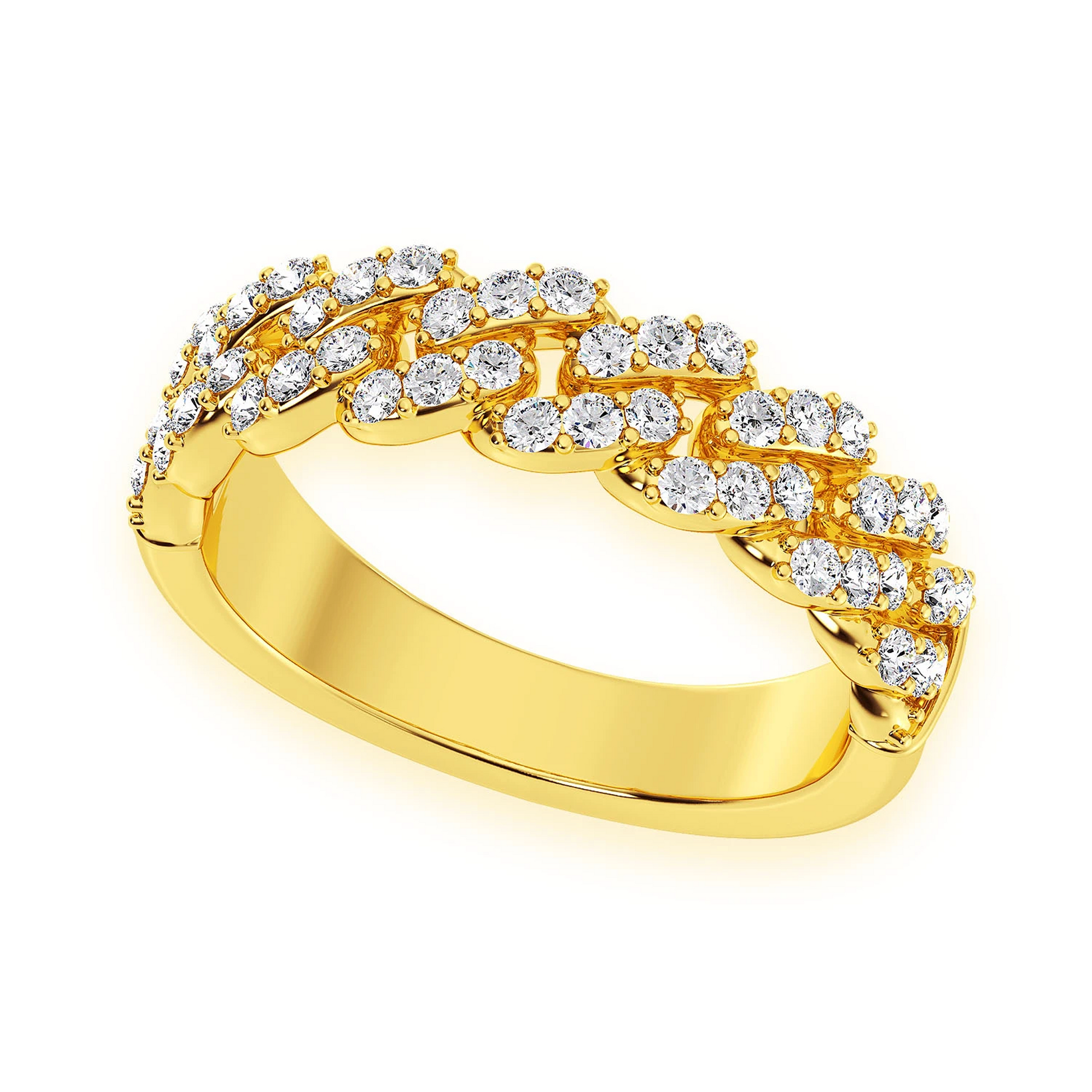 Iced Out Cuban Ring in 14K yellow gold, 7.5mm | 0.55ctw, angled view