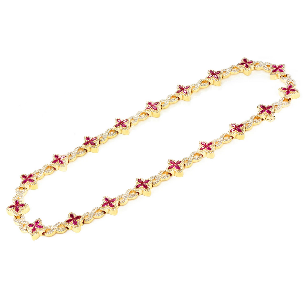 Ruby Diamond Marquise Flower Infinity Link Necklace