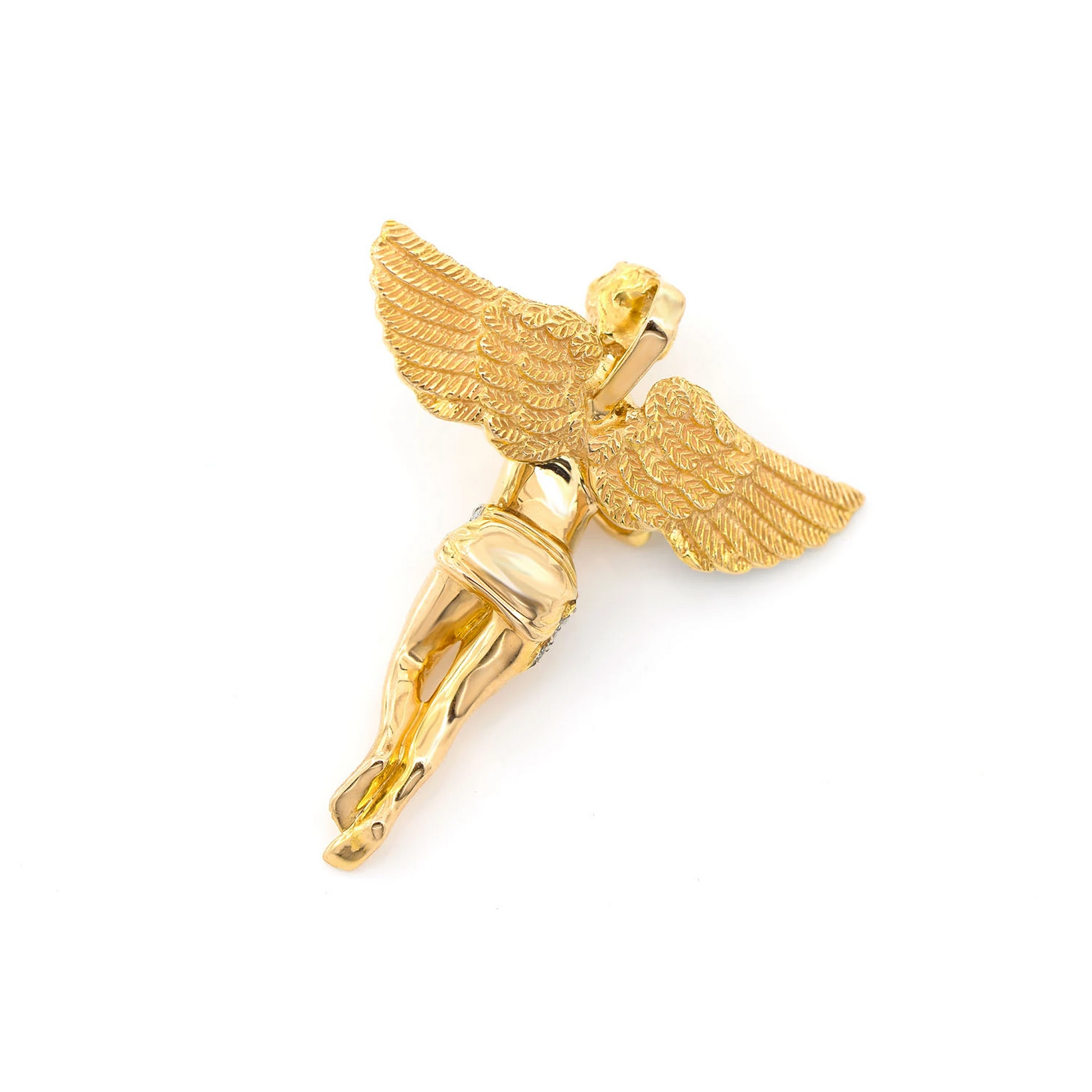 Angel Diamond Pendant in 14K yellow gold, detail view