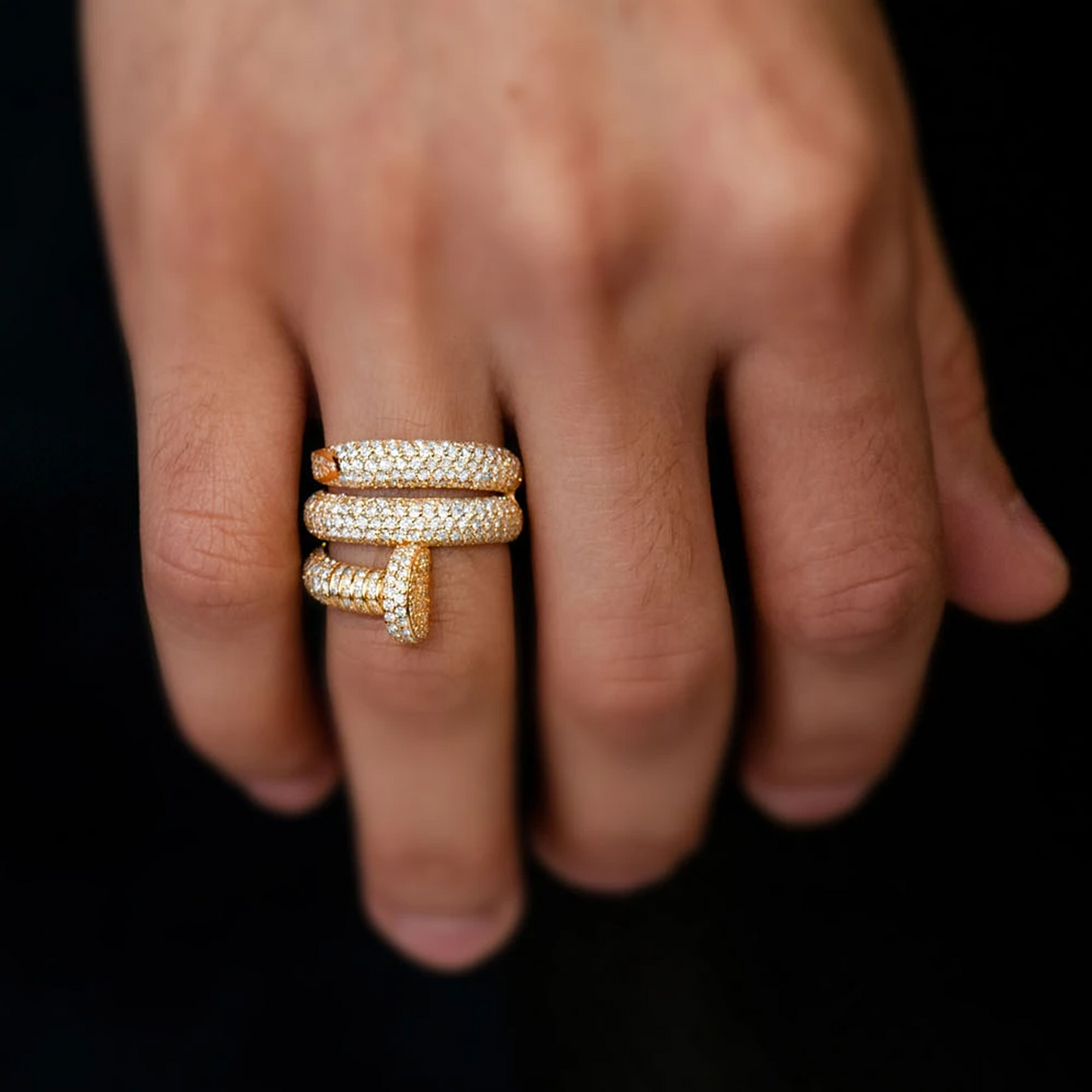 Nail Wrap Around Diamond Ring in 14K yellow gold, alternate view