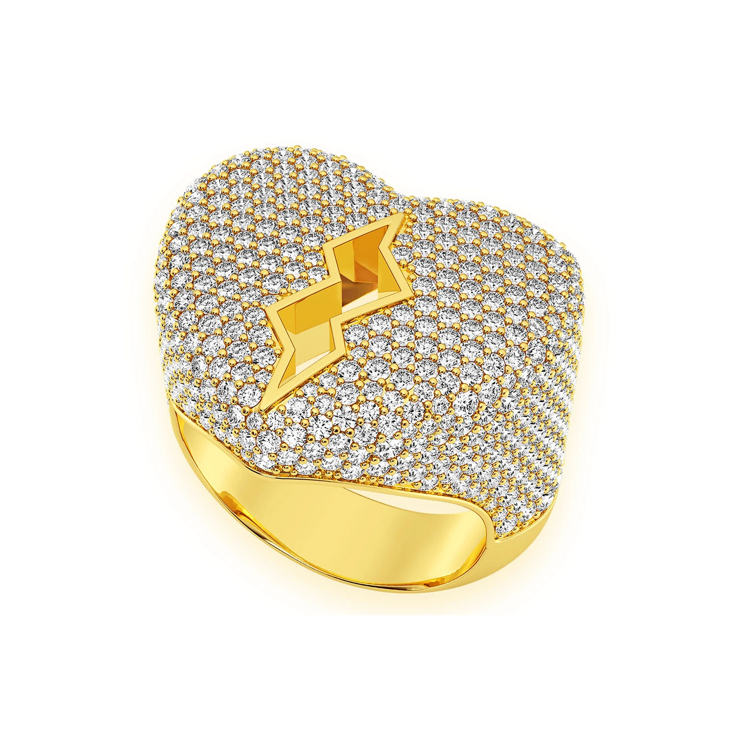 Broken Heart Signet Ring in 14K yellow gold, detail view