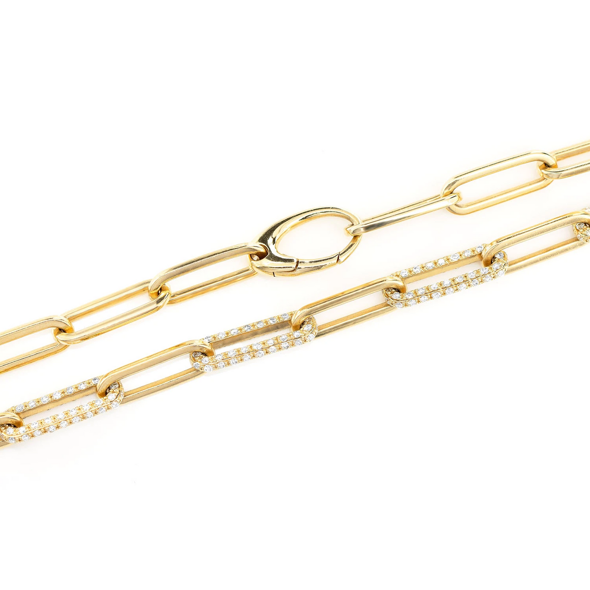 Alternating Elongated Diamond Rolo Link Necklace