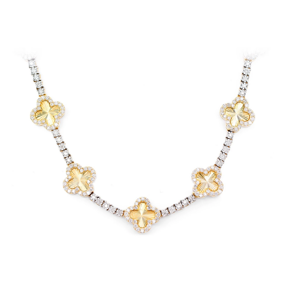 Miracle Clover Link Diamond Tennis Necklace