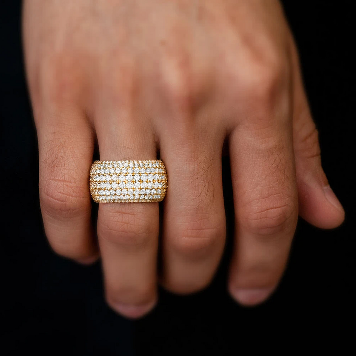 Eight Row Wide Shape Band Ring in 14K yellow gold, alternate view