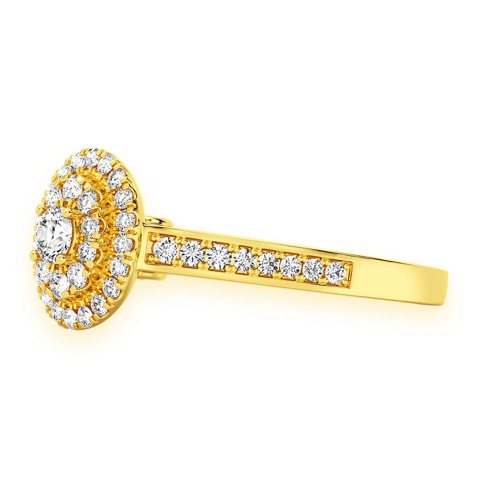 Layered Oval Diamond Engagement Ring in 14K yellow gold, detail view