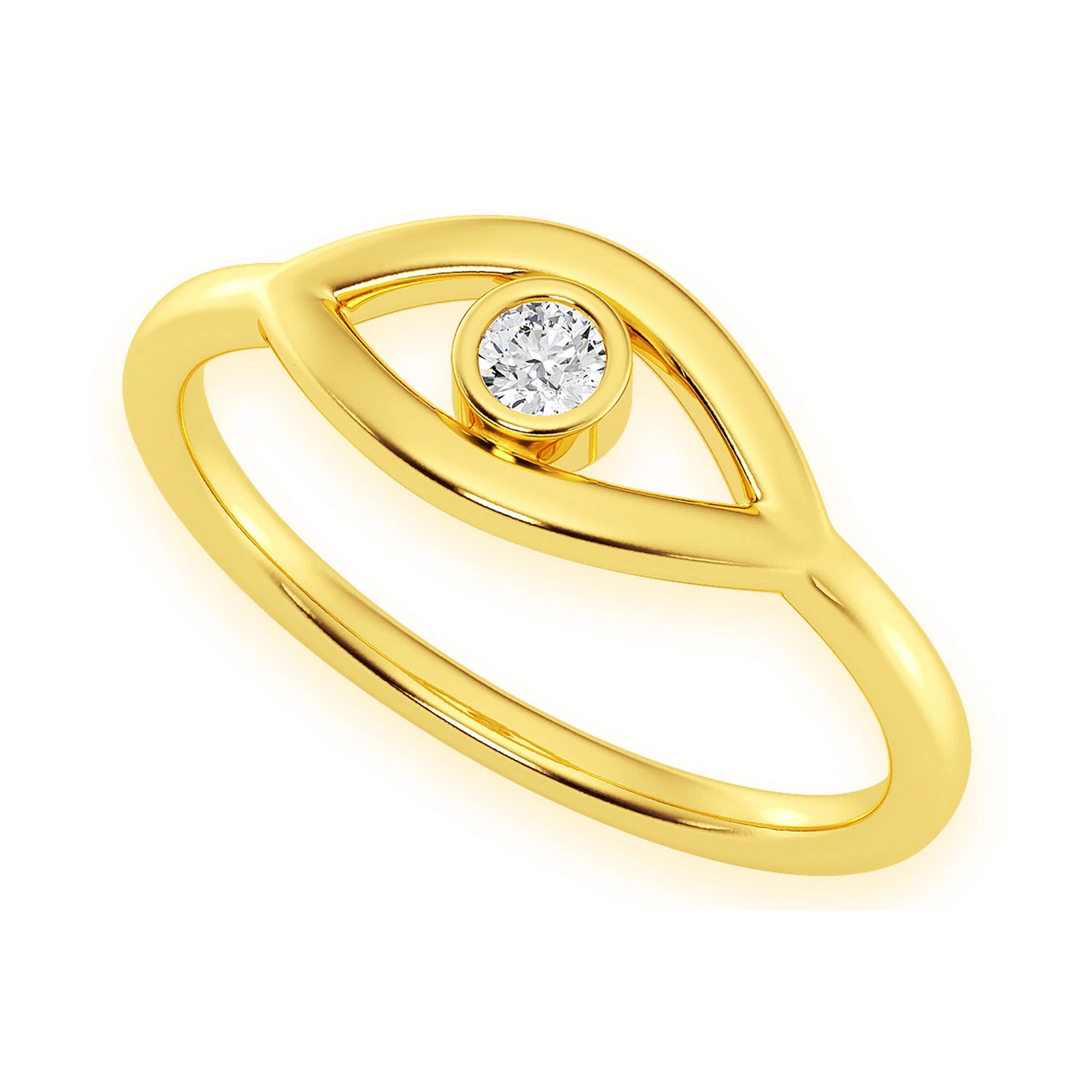 Solitaire Evil Eye Ring in 14K rose gold, angled view