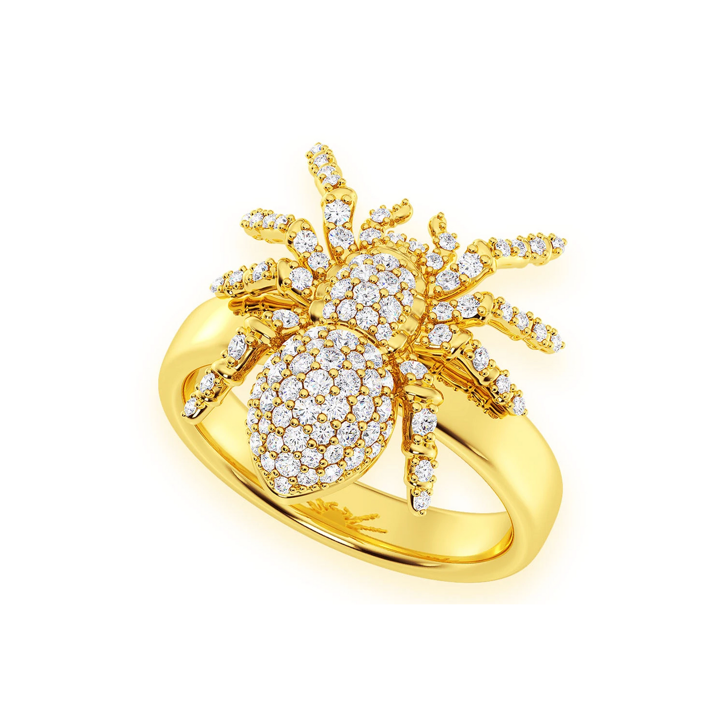Spider Diamond Ring in 14K yellow gold, angled view