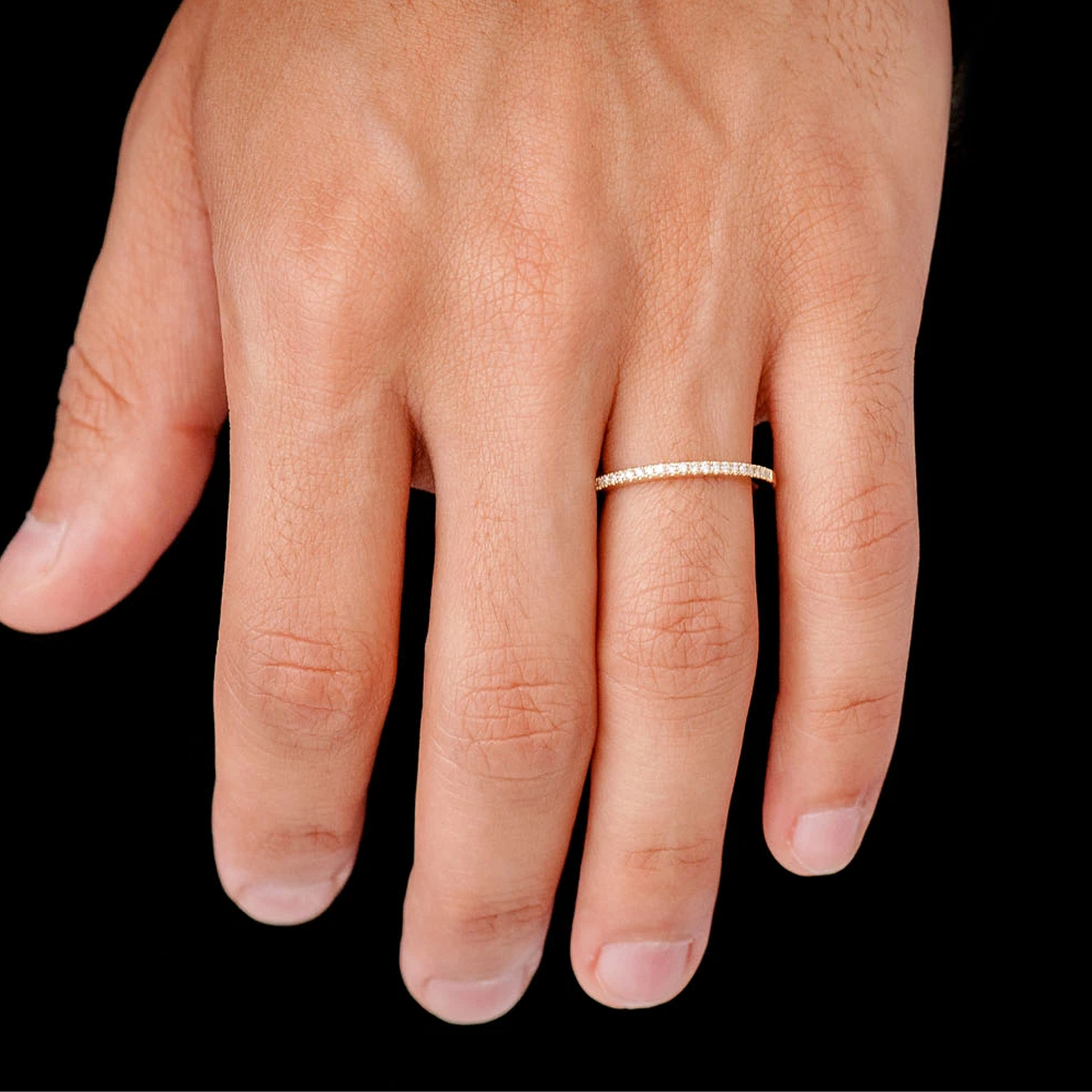 Classic Single Row Band Ring in 14K yellow gold, alternate view