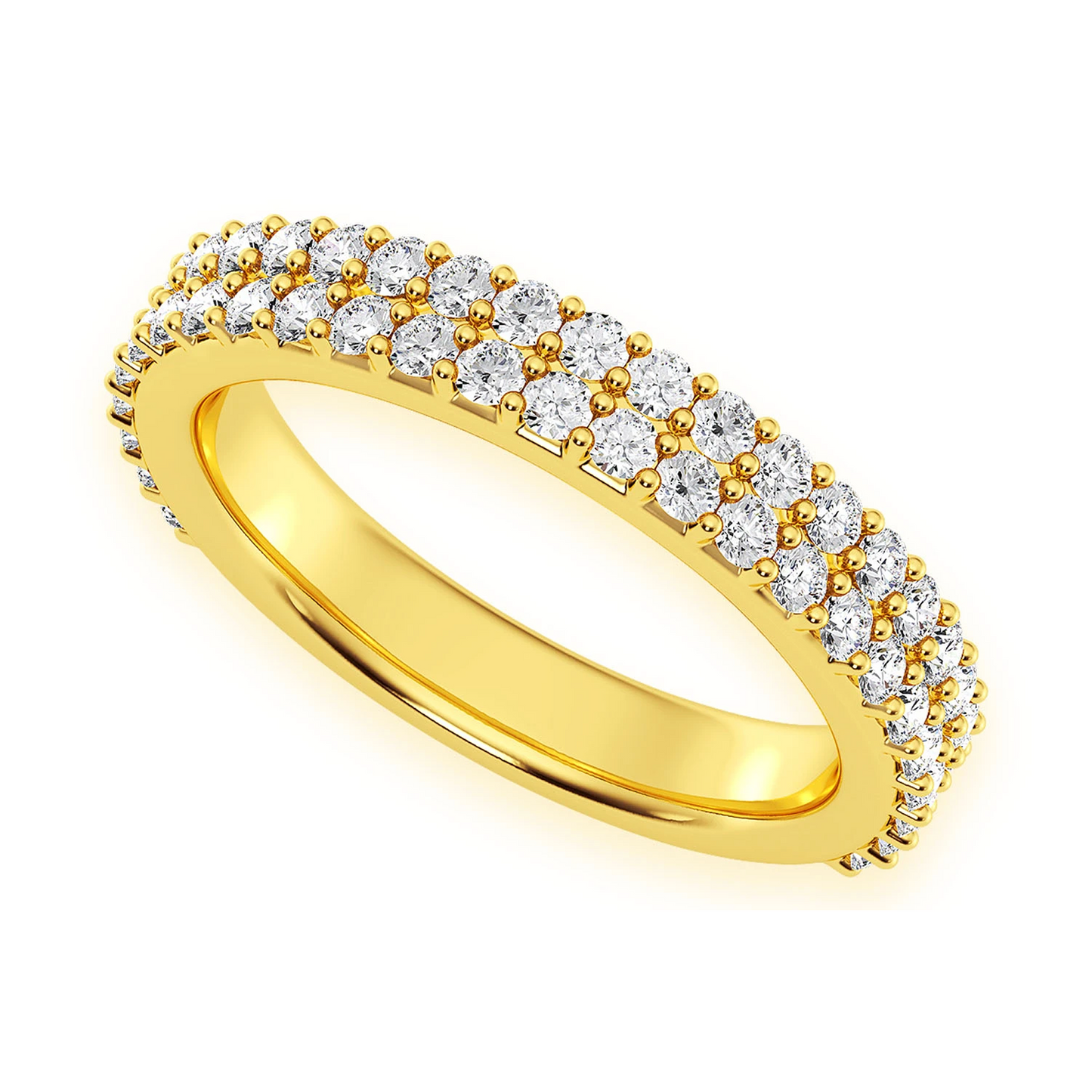 Two Row Band Ring in 14K yellow gold, angled view