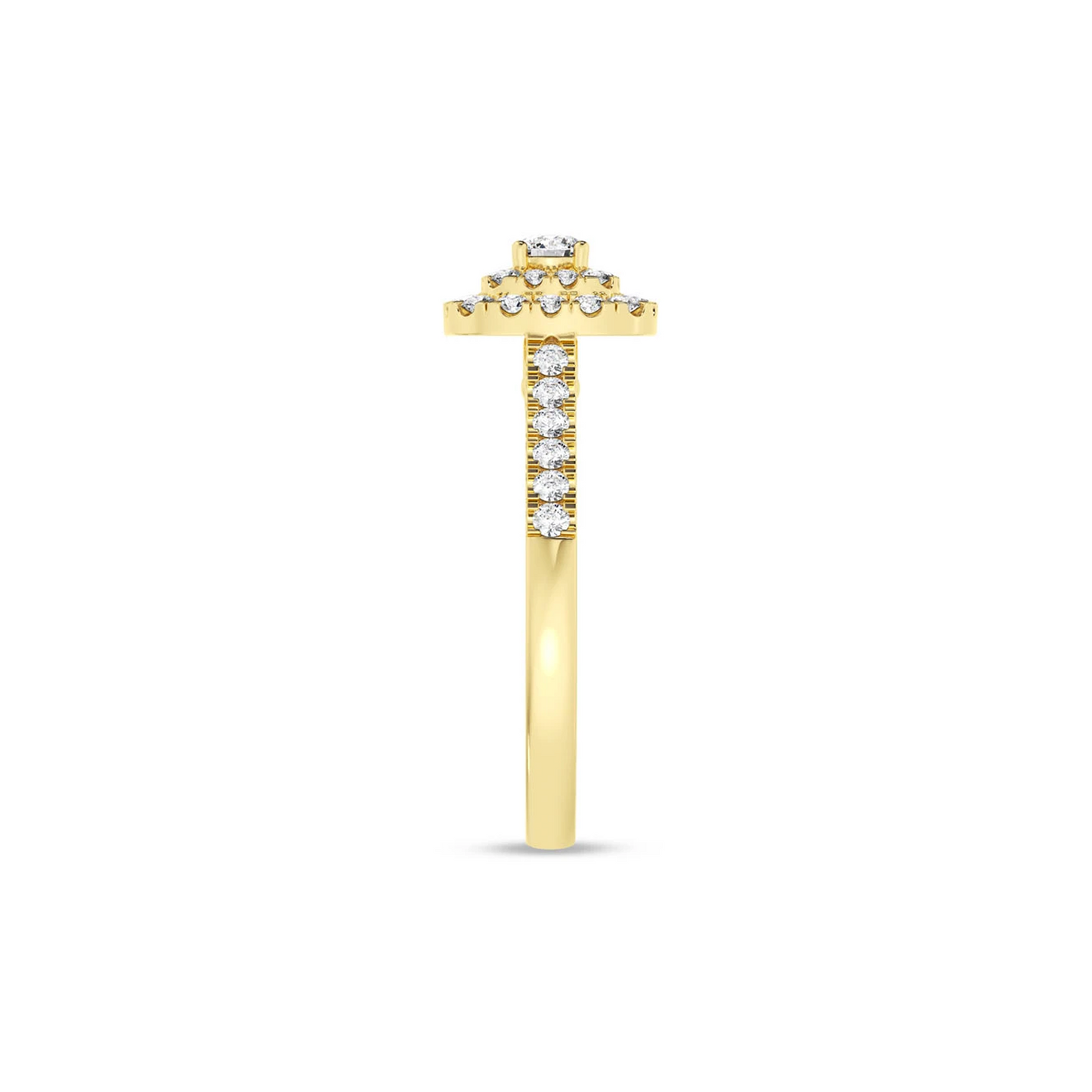 Three Layer Square Halo Engagement Ring in 14K yellow gold, alternate view