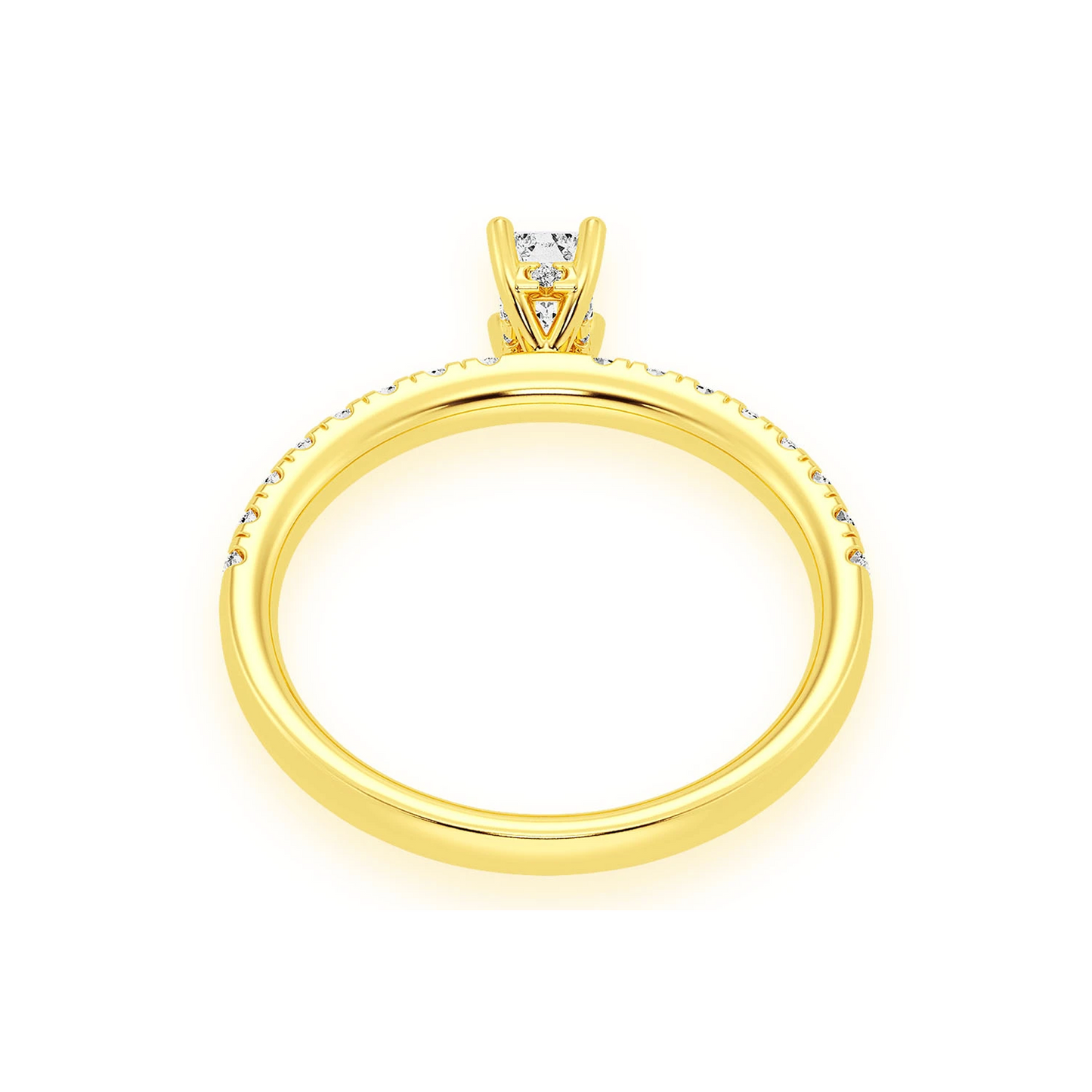 0.25ct Emerald Cut Diamond Engagement Ring in 14K yellow gold, alternate view
