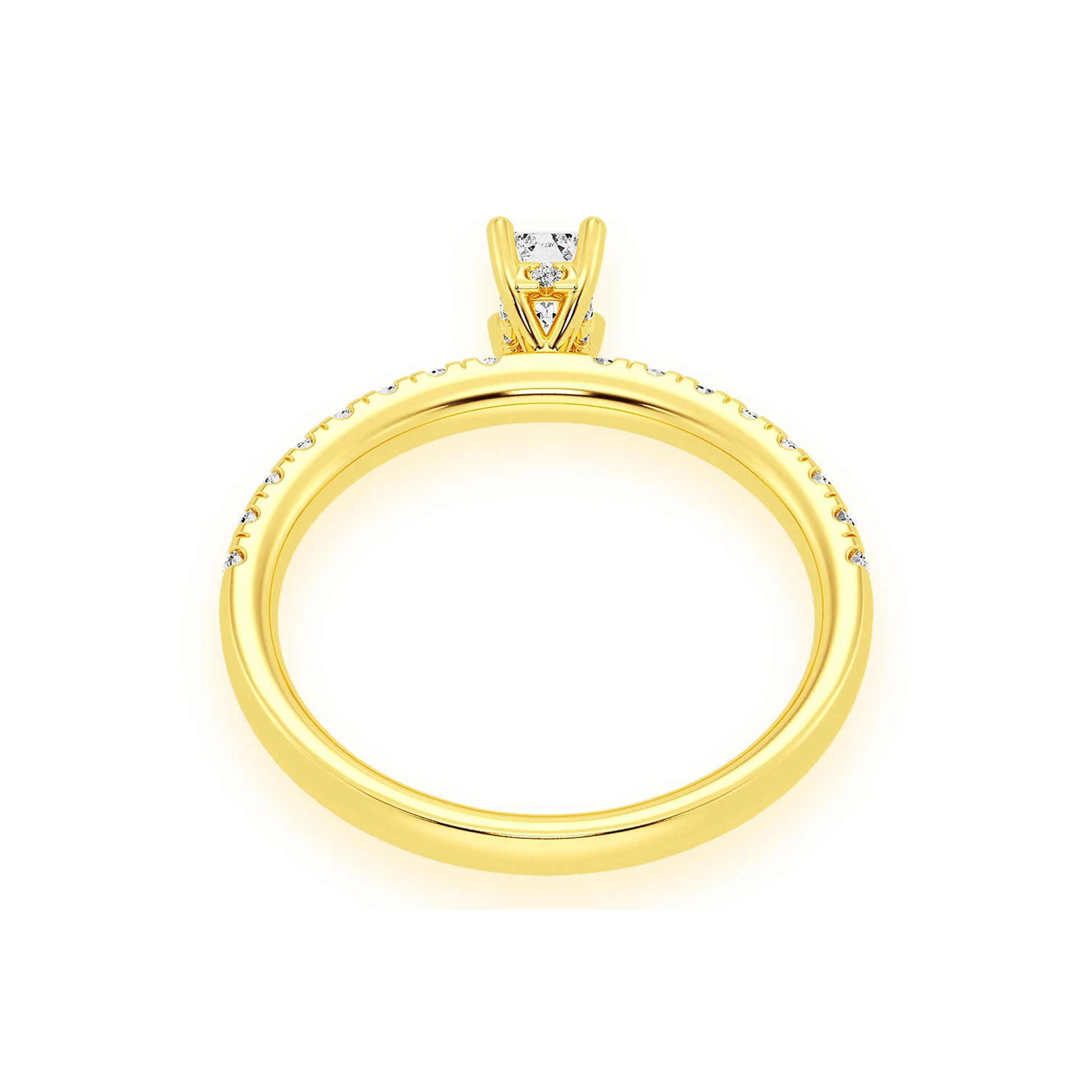 0.25ct Emerald Cut Diamond Engagement Ring in 14K yellow gold, alternate view