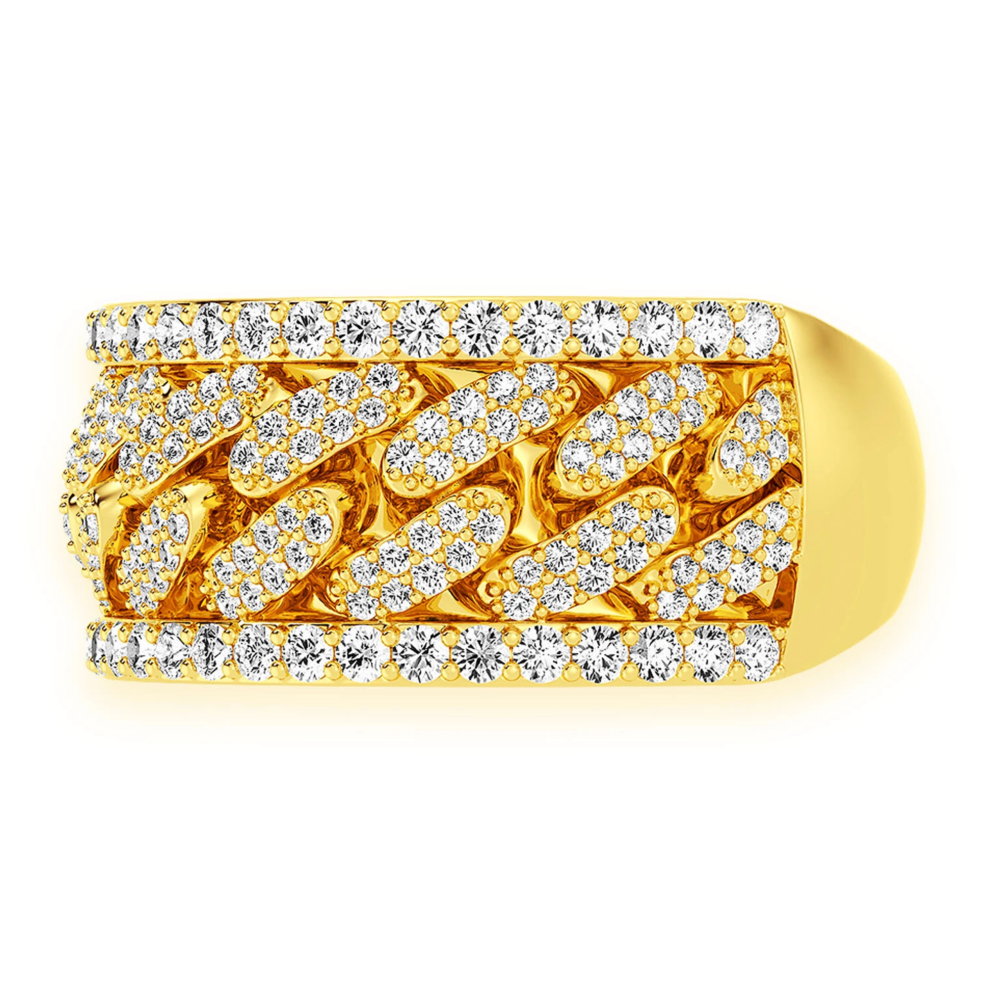 Miami Cuban Link Ring in 14K yellow gold, detail view