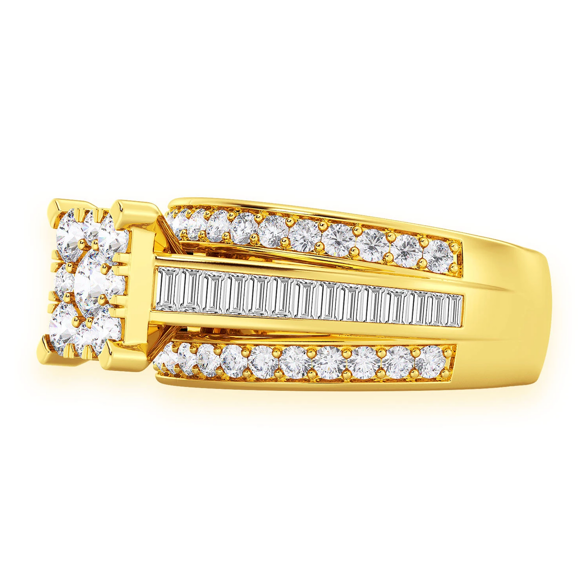 Cathedral Channel Baguette Engagement Ring in 14K yellow gold, alternate view
