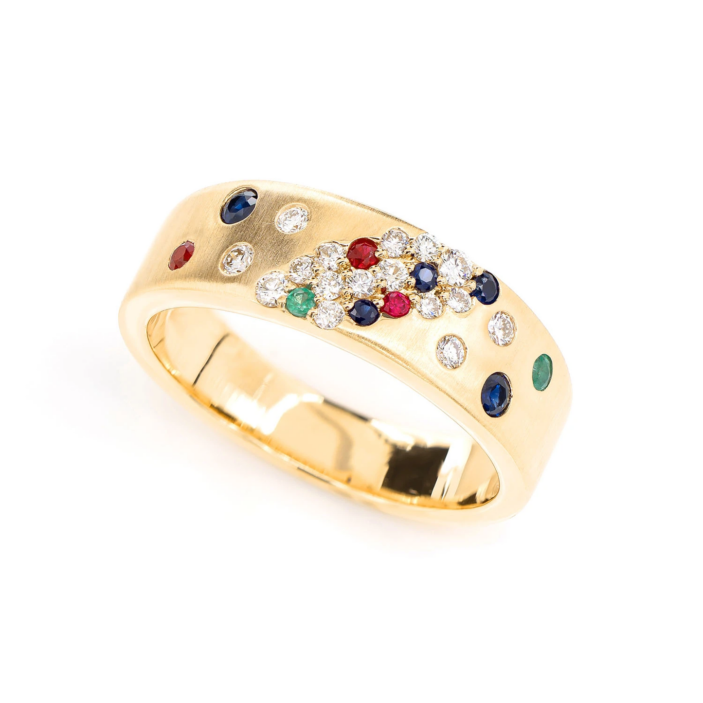 Scattered Cluster Multi Gem and Diamond Band Ring