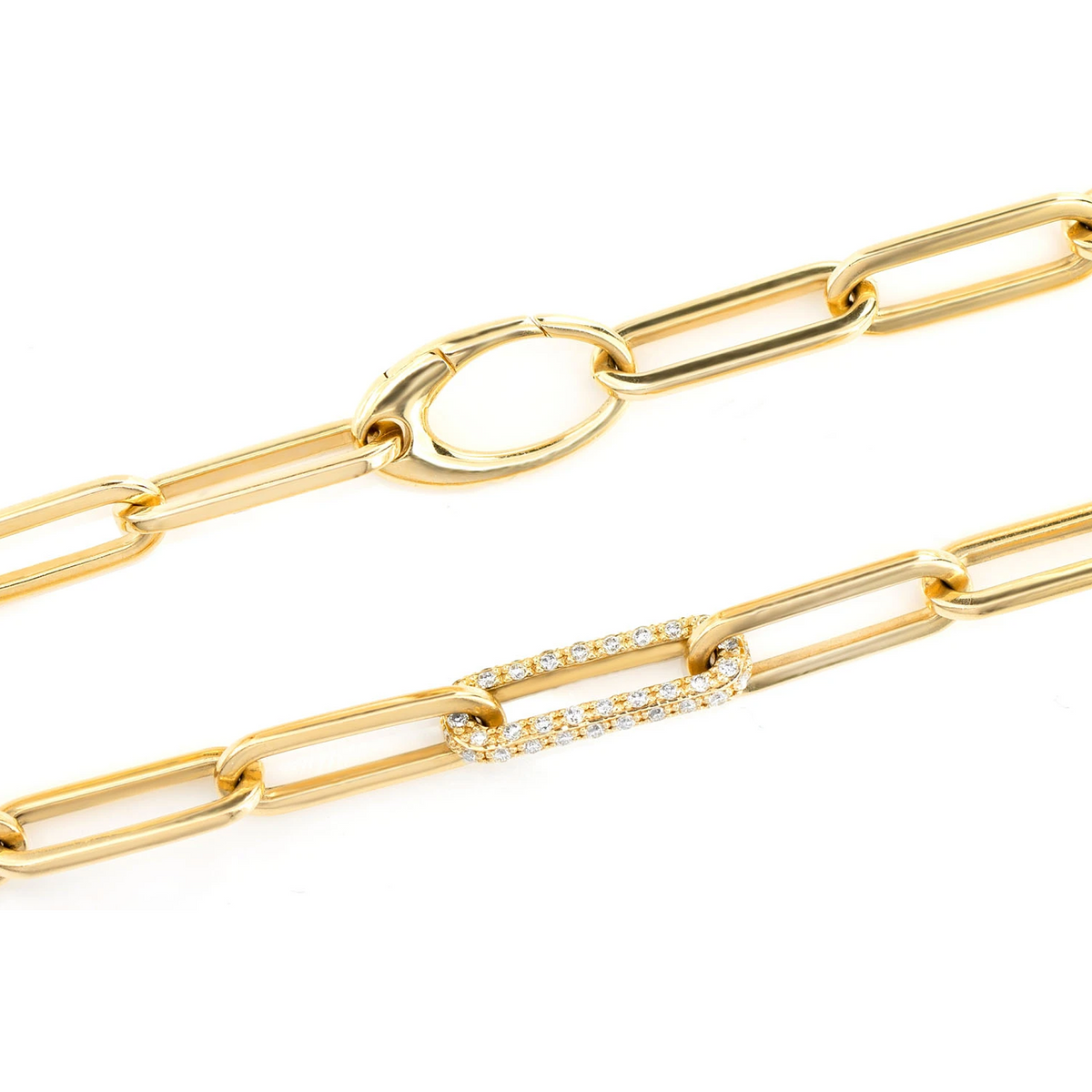 Alternating Elongated Diamond Rolo Link 17.5in Necklace
