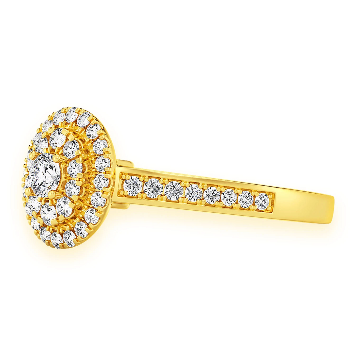 Oval Diamond Engagement Ring in 14K yellow gold, detail view