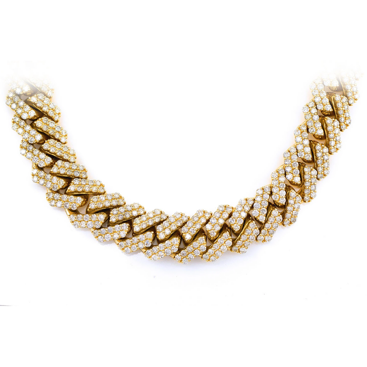 15mm Raised Prong Diamond Cuban Link Necklace