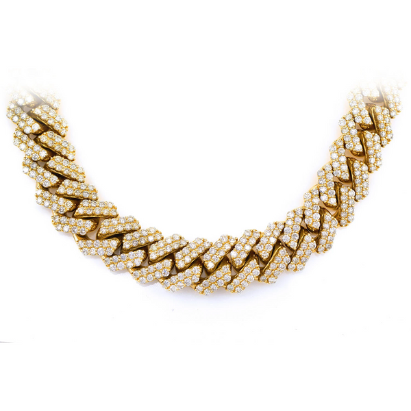 15mm Raised Prong Diamond Cuban Link Necklace