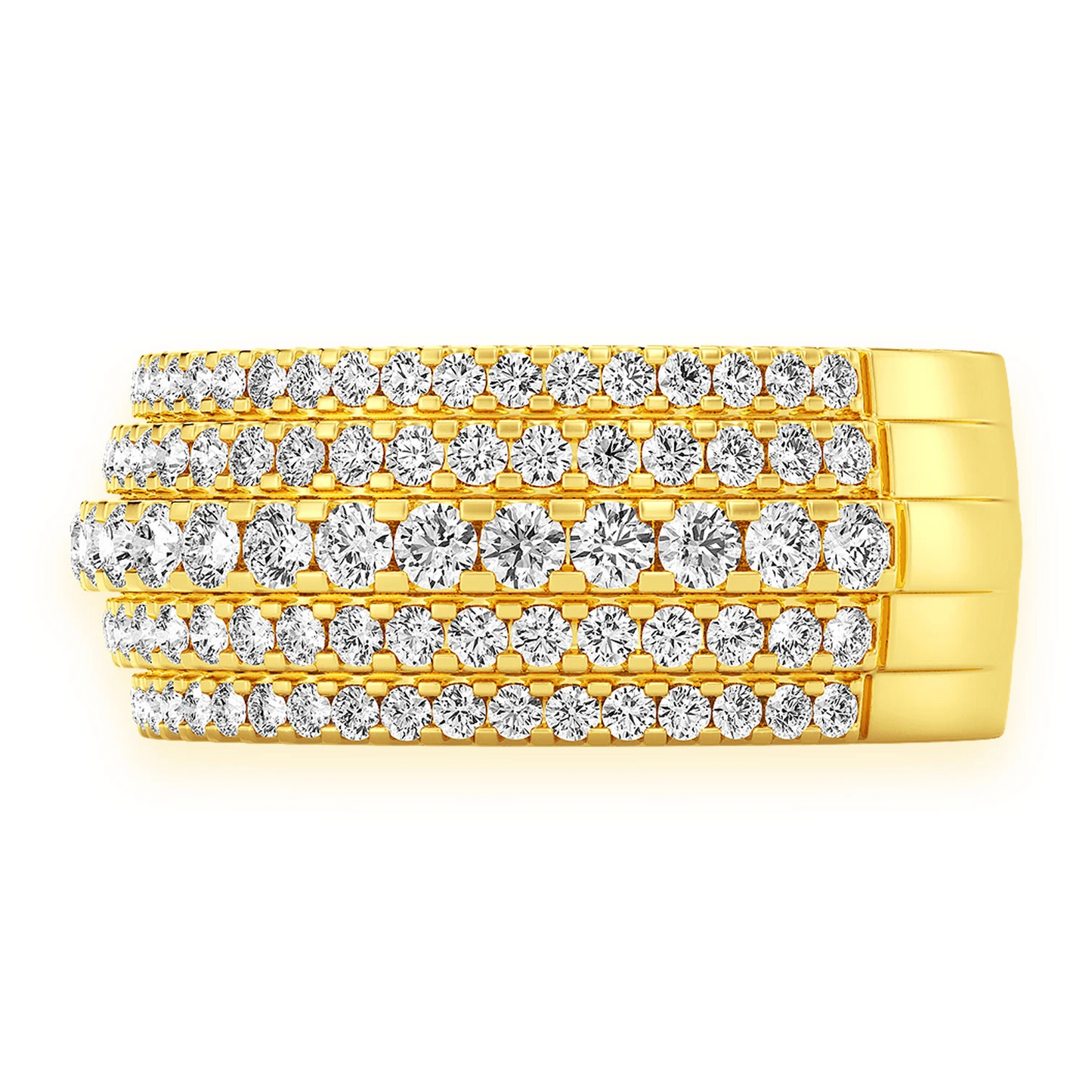 Multi Row Tier Band Ring in 14K yellow gold, detail view