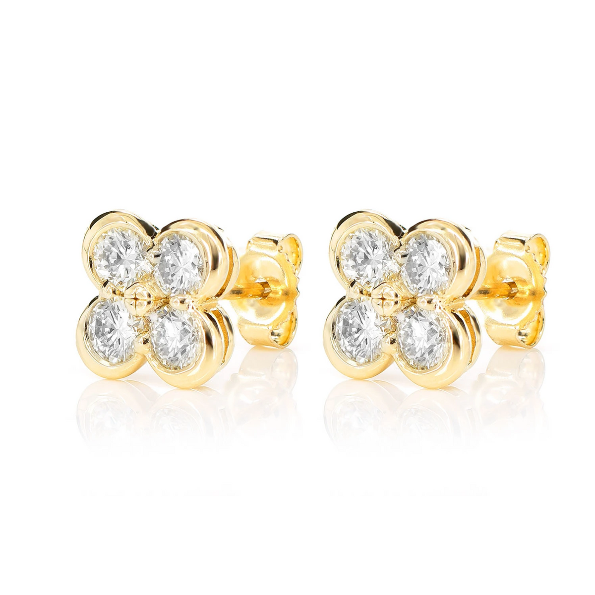 Diamond Clover Stud Earrings