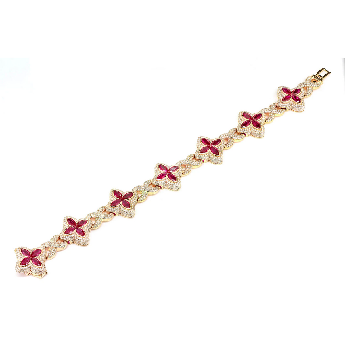 Ruby Diamond Marquise Flower Infinity Link Bracelet