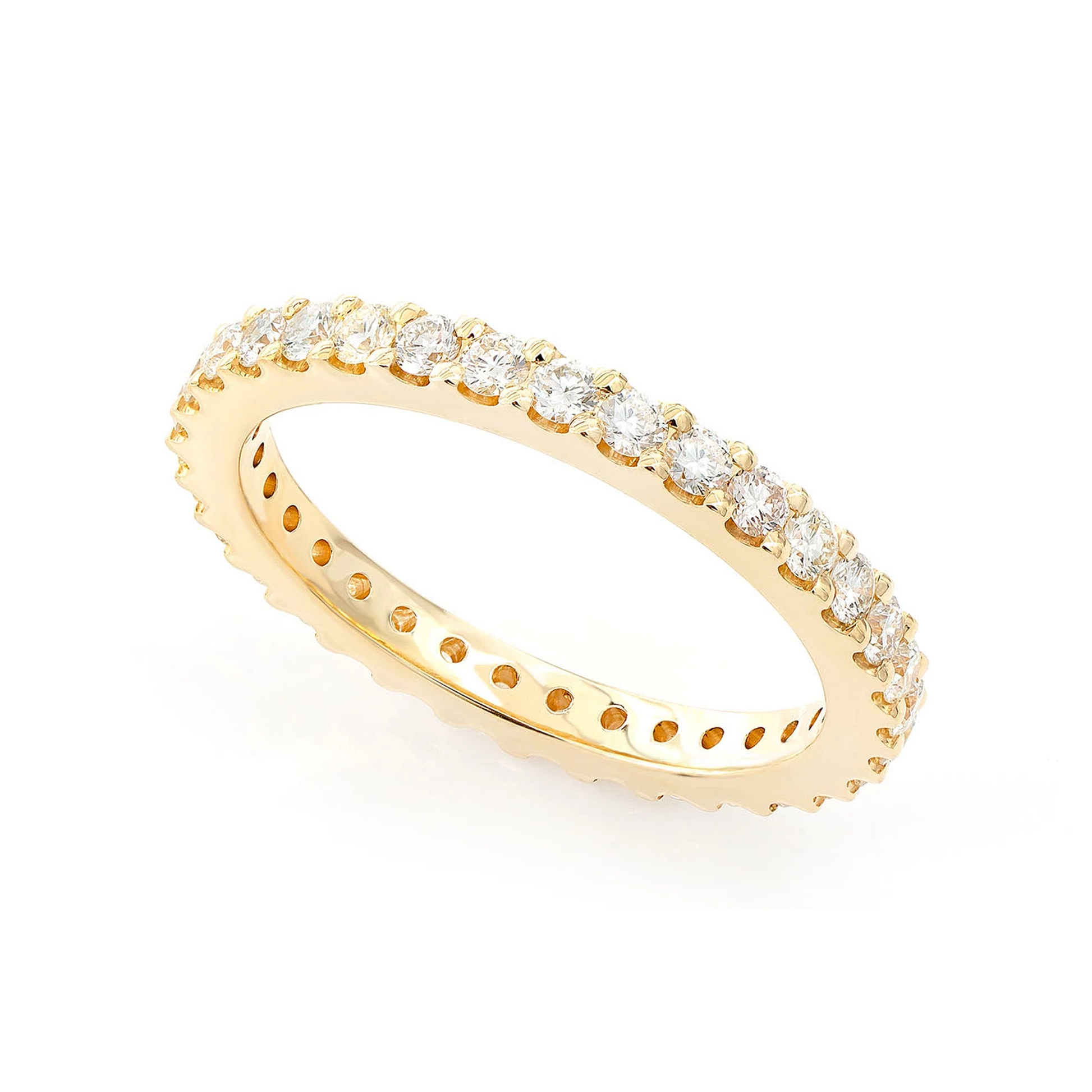 Classic Eternity Diamond Ring in 14K yellow gold, angled view