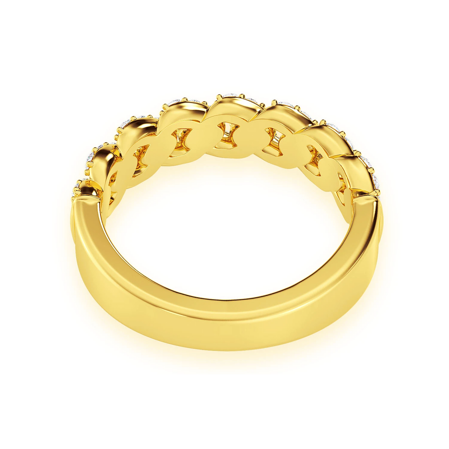 Iced Out Cuban Ring in 14K yellow gold, 7.5mm | 0.55ctw, alternate view