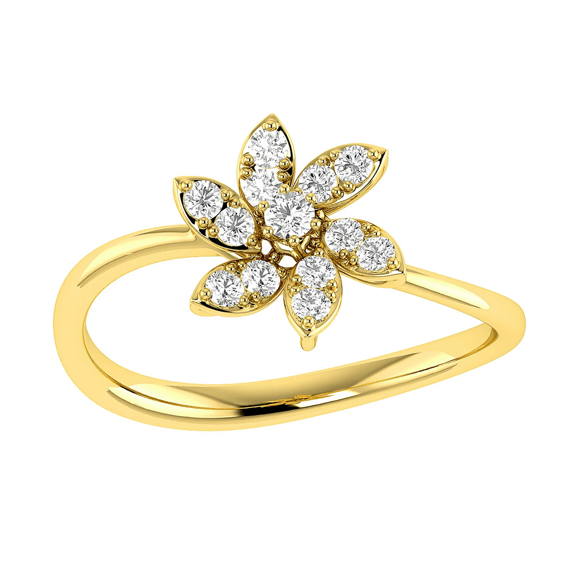 Blossom Diamond Ring in 14K yellow gold, detail view