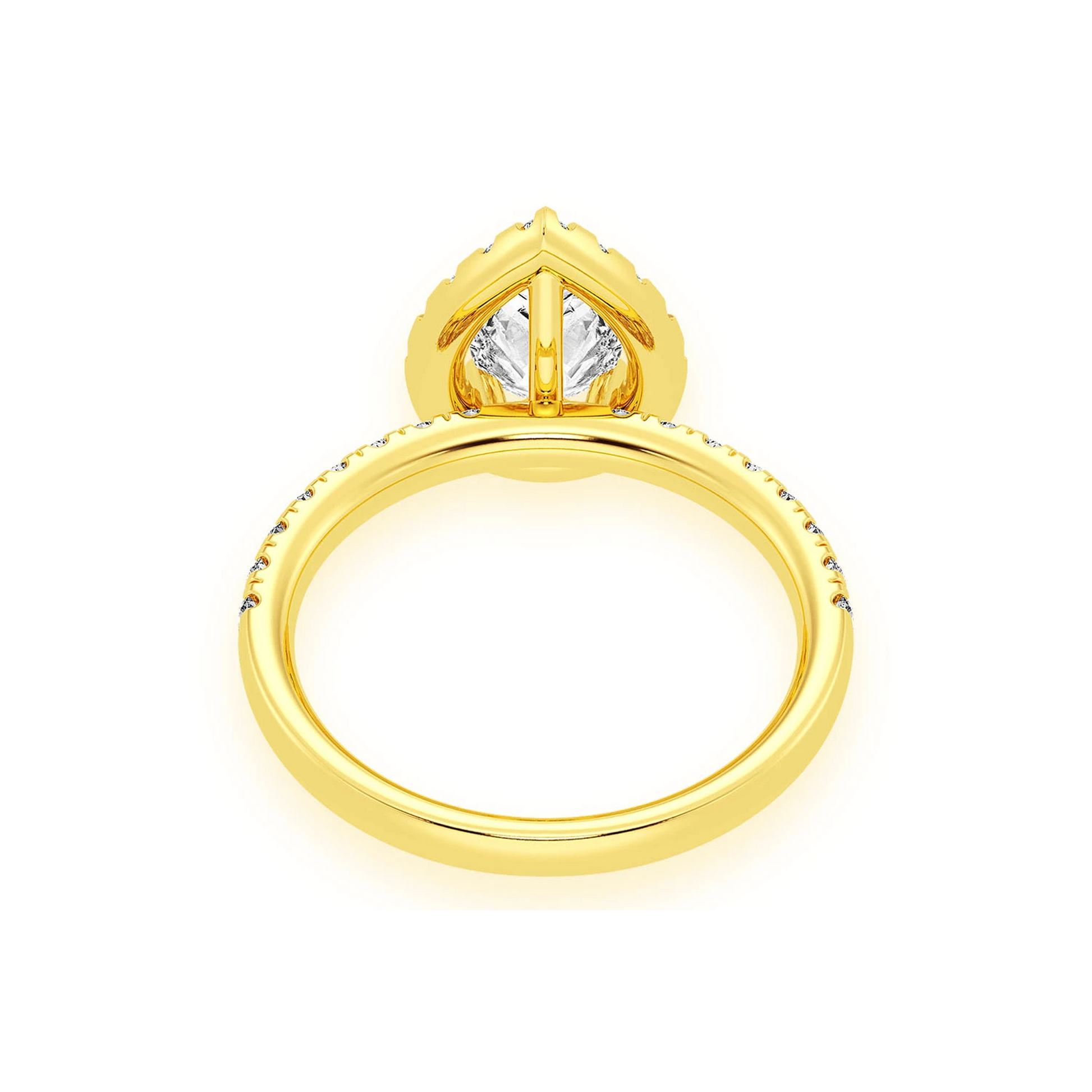 Pear Scallop Halo One Row Diamond Ring in 14K yellow gold, alternate view